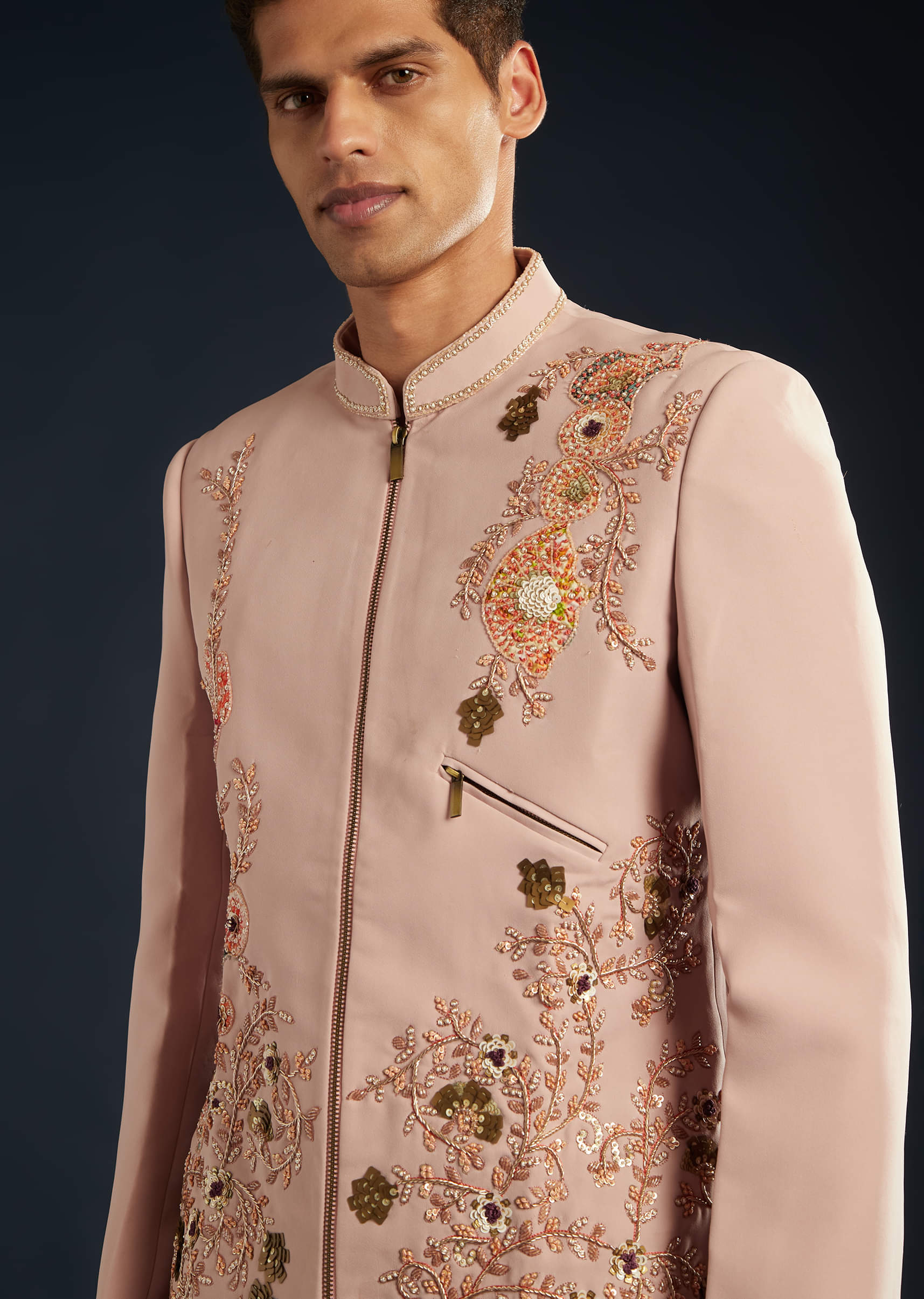 Pink Jodhpuri With Sequin Cutdana Embellishment - Image 2