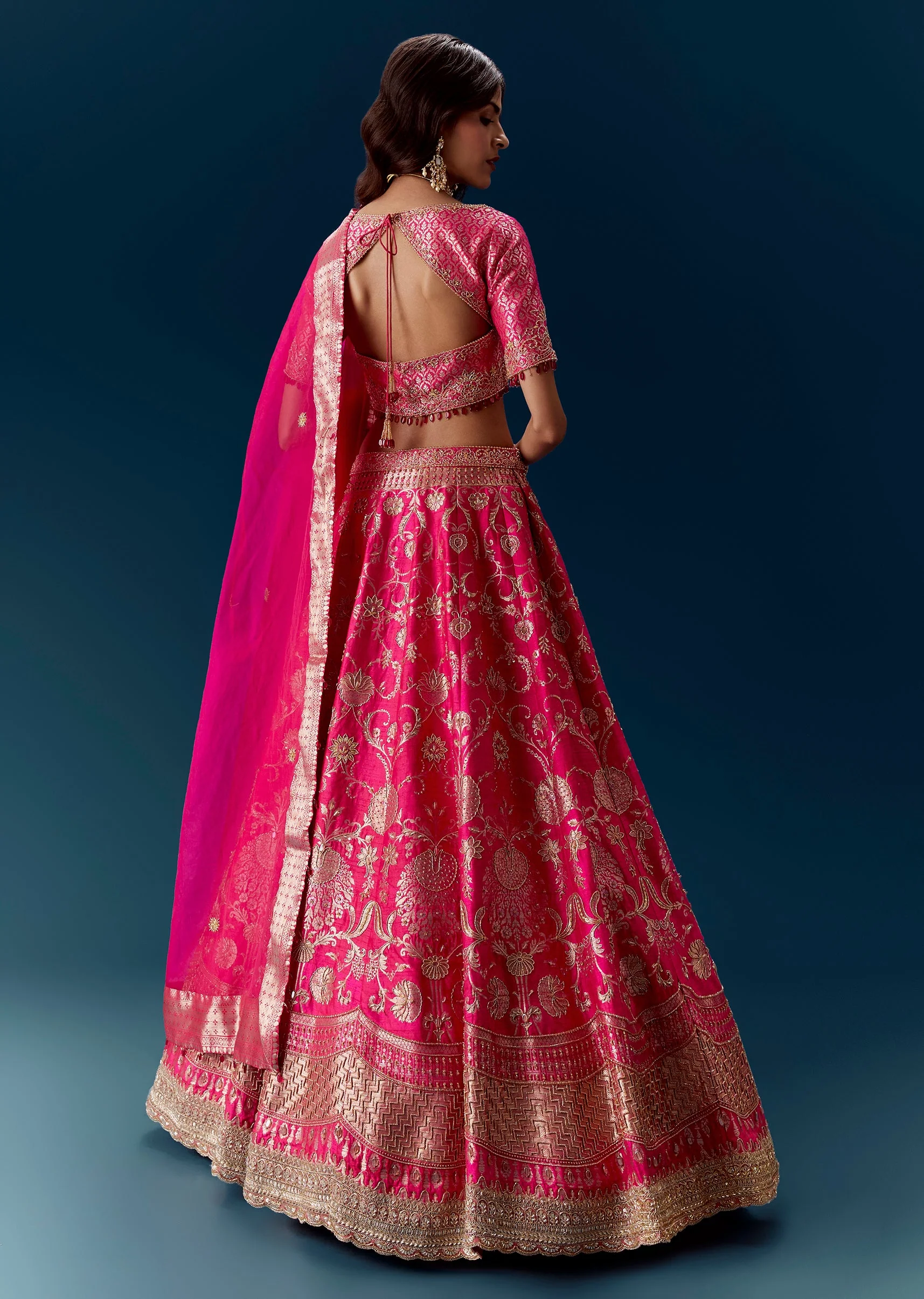 Pink Kalli Embroidered Bridal Lehenga And Dupatta - Image 2