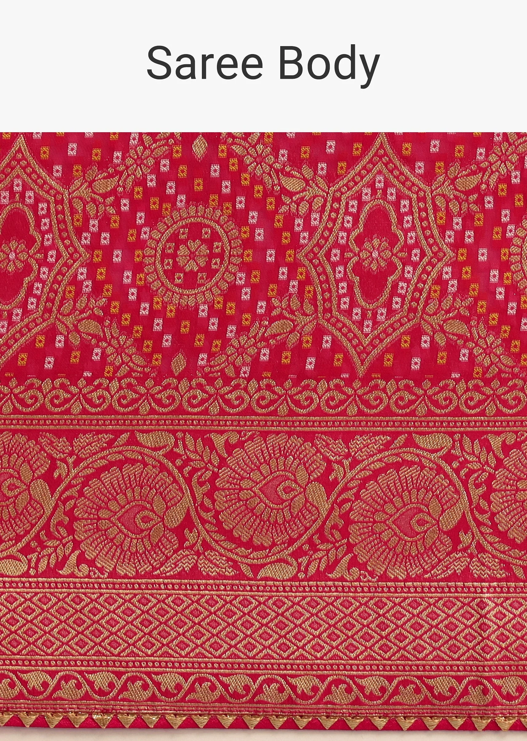 Pink Khaddi Georgette Woven Saree With Gotta Patti Border - Image 9