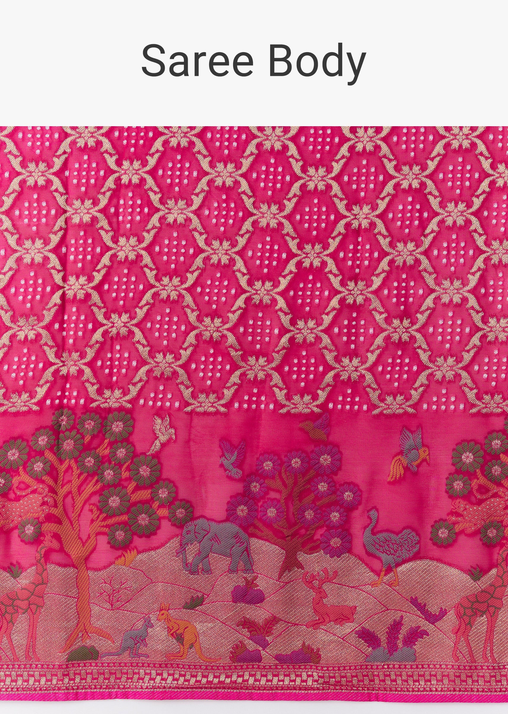Pink Khadi Georgette Bandhani Saree with Unstitched Blouse - Image 9