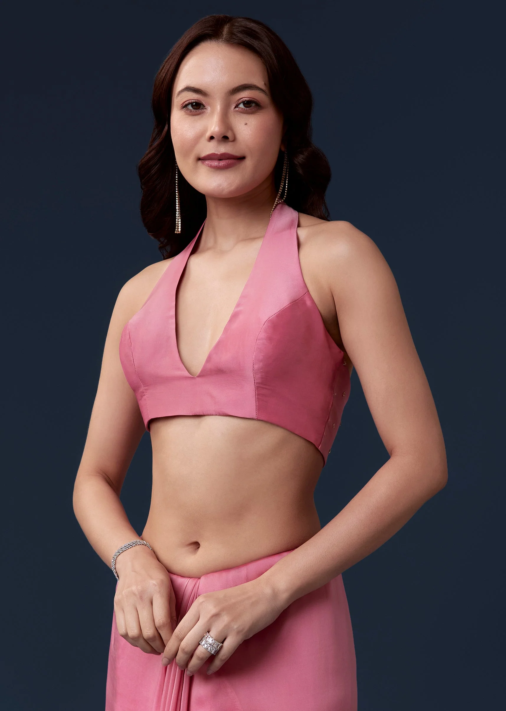 Pink Kora Silk Saree With Cutdana Beads And Stone Embroidery - Image 7