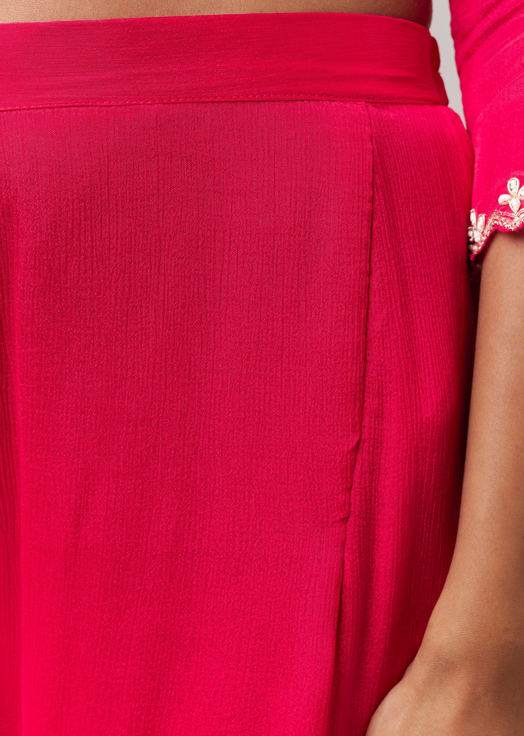 Pink Kurta Palazzo Set with Zardozi Work - Image 6