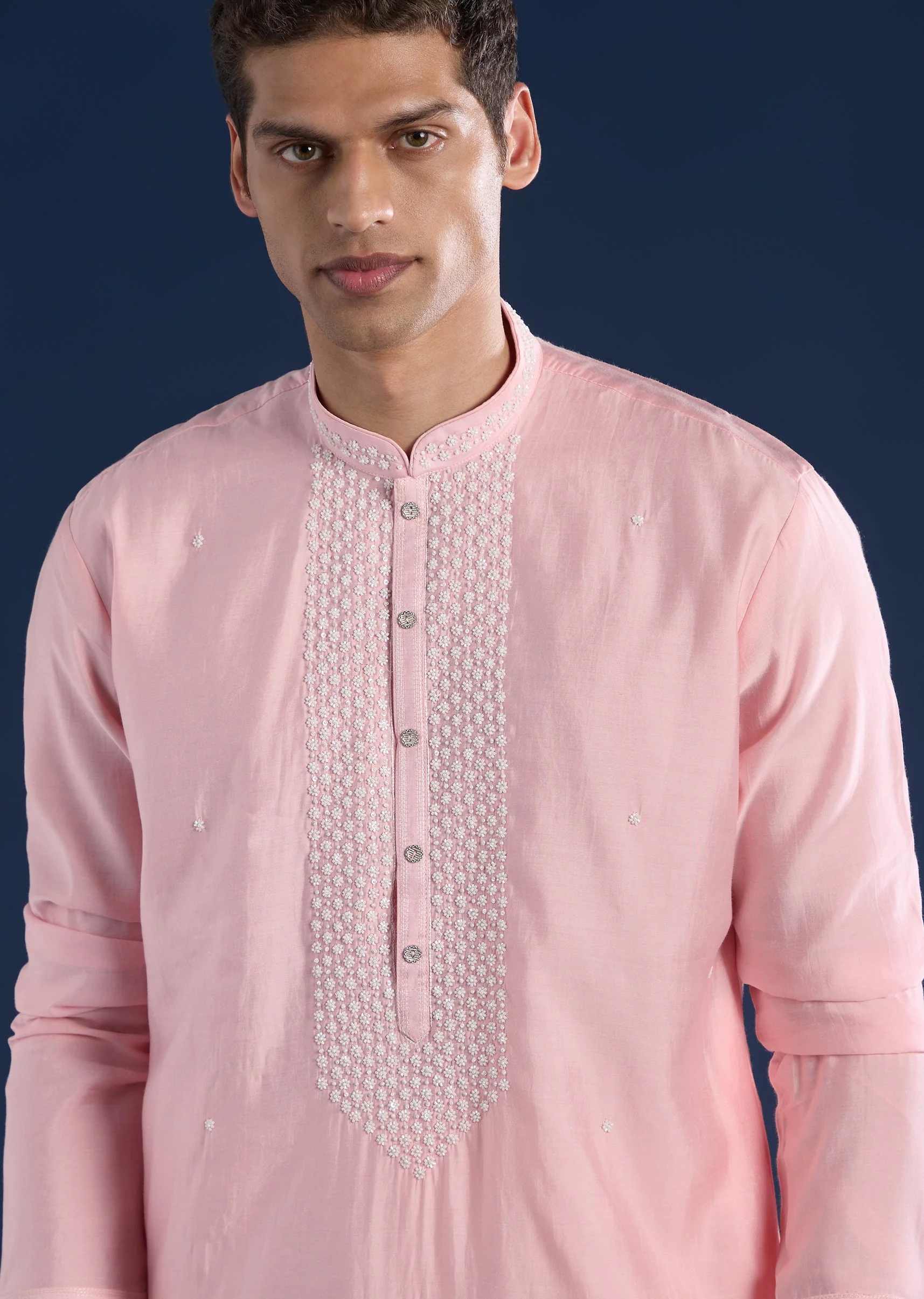 Pink Kurta Set For Men