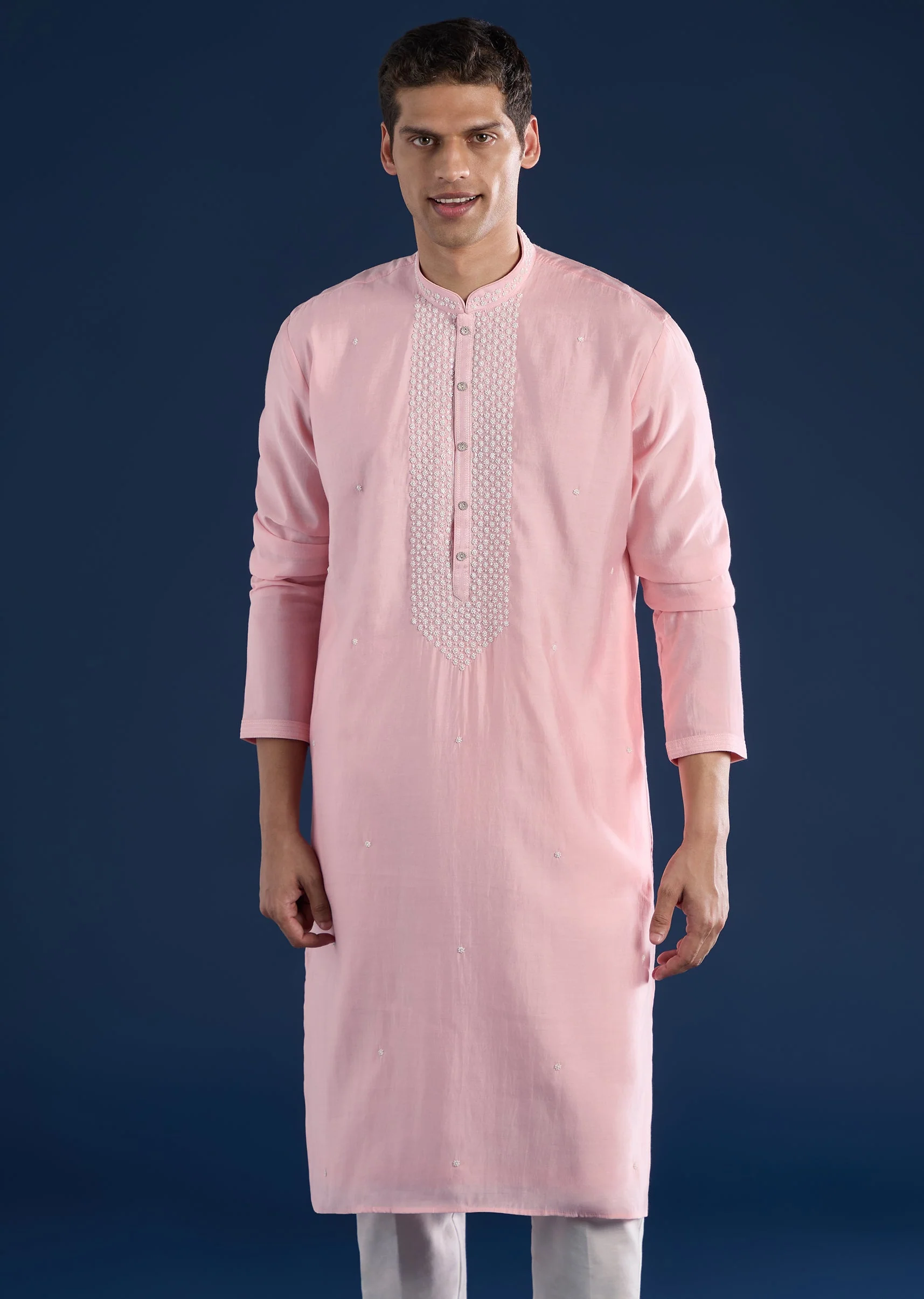 Pink Kurta Set For Men - Image 3