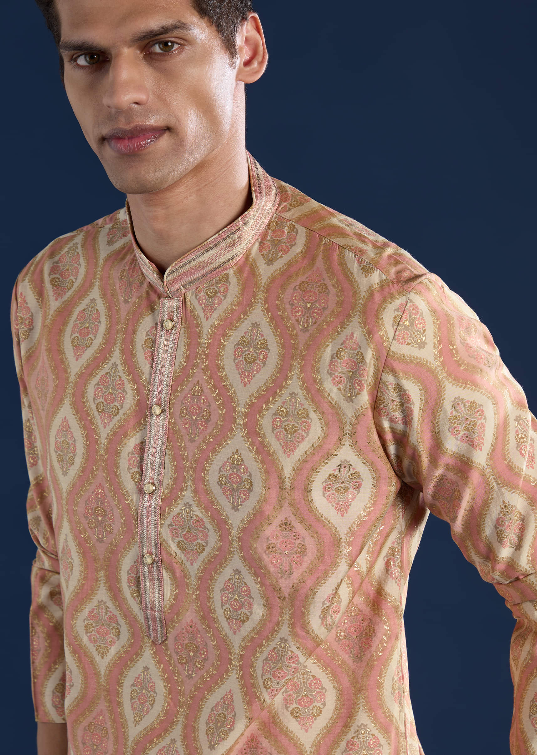 Pink Kurta silk Set in Traditional Printed Motifs - Image 2