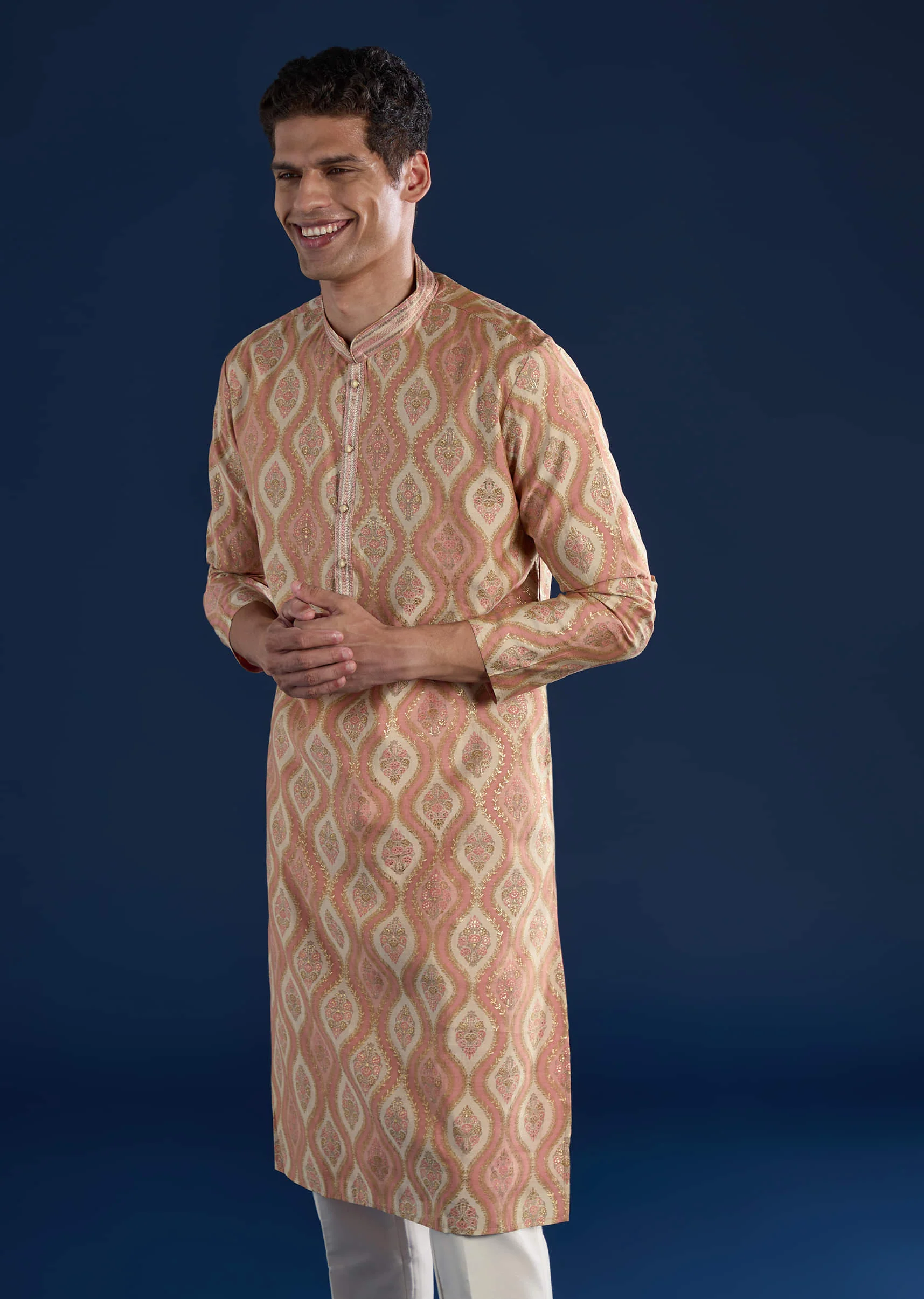 Pink Kurta silk Set in Traditional Printed Motifs - Image 3