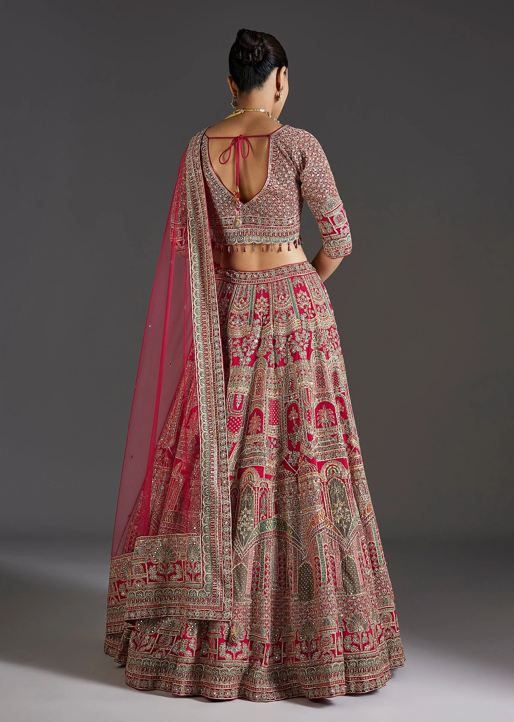 Pink Lehenga With Sequins And Zari Glow - Image 2