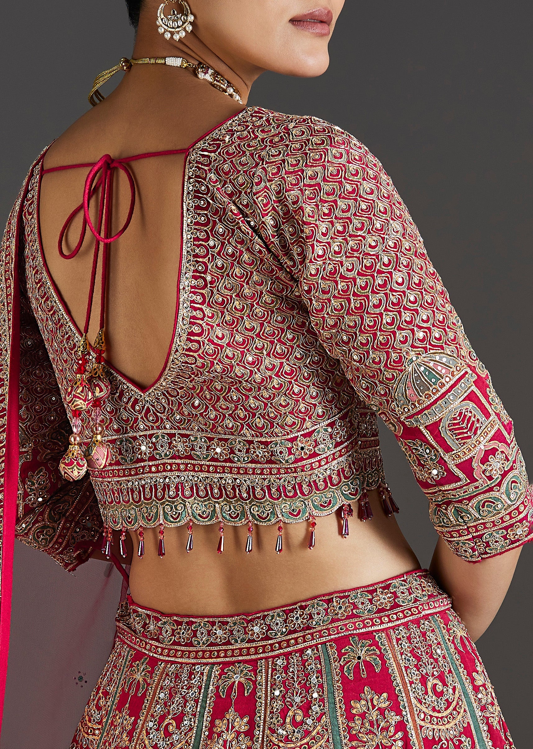 Pink Lehenga With Sequins And Zari Glow - Image 6