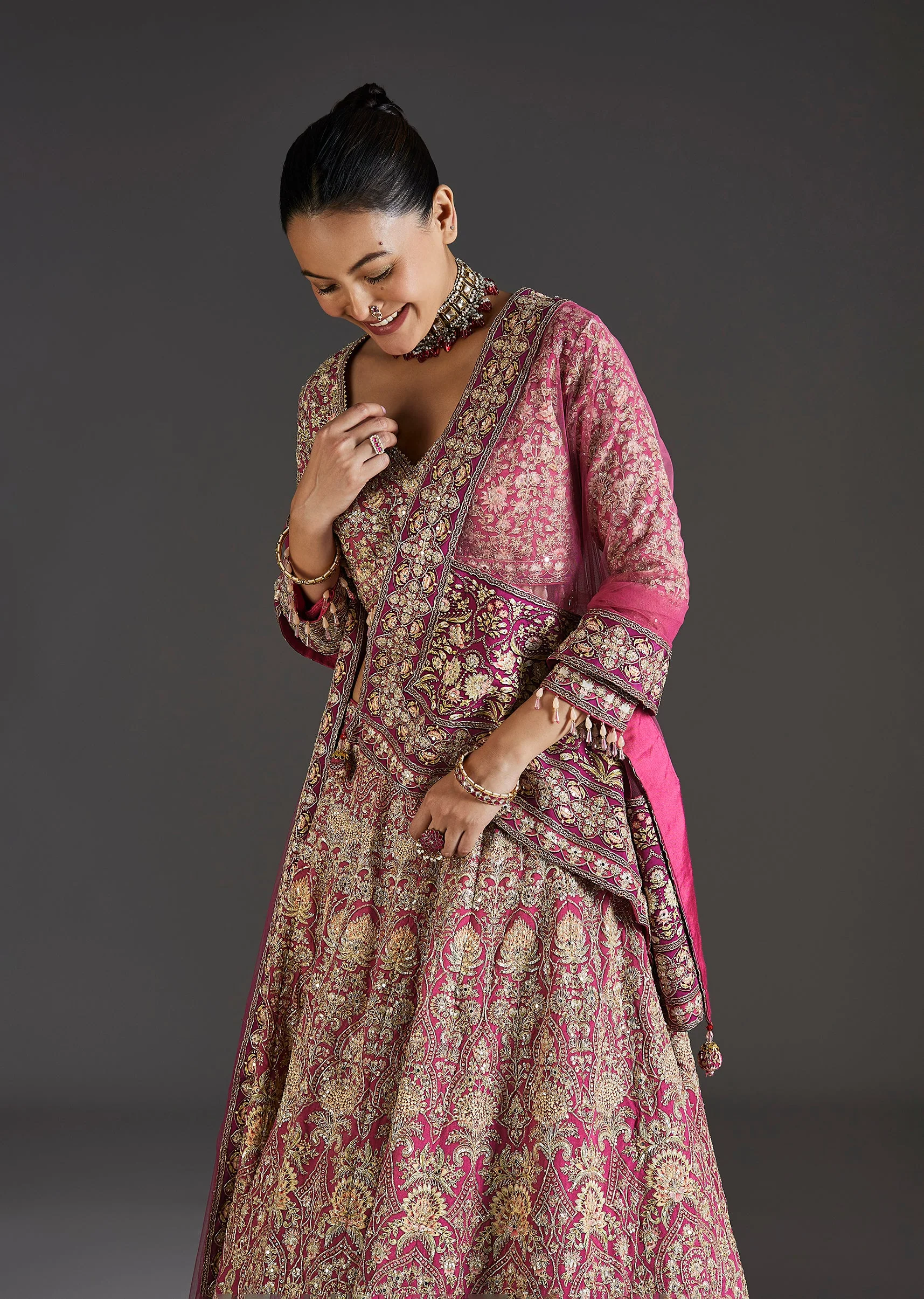 Pink Lehenga With Sweetheart Charm And Stone Work - Image 5