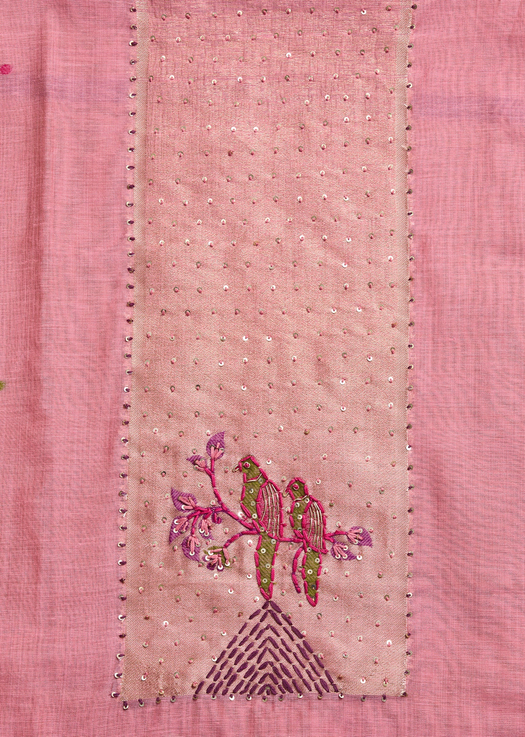 Pink Linen Unstitched Suit Set - Image 2
