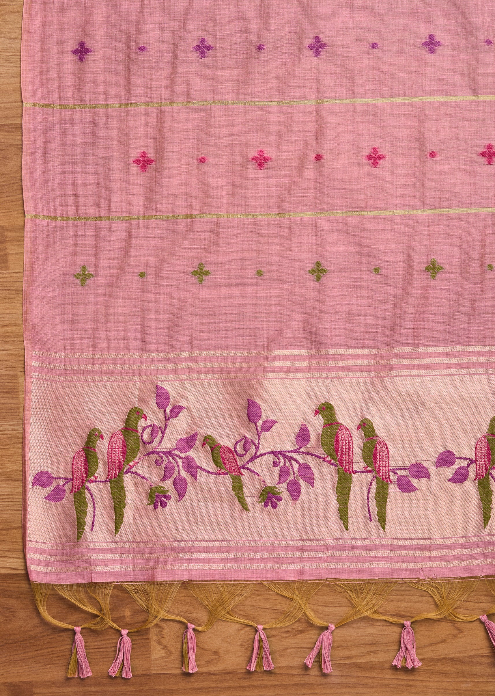 Pink Linen Unstitched Suit Set - Image 5