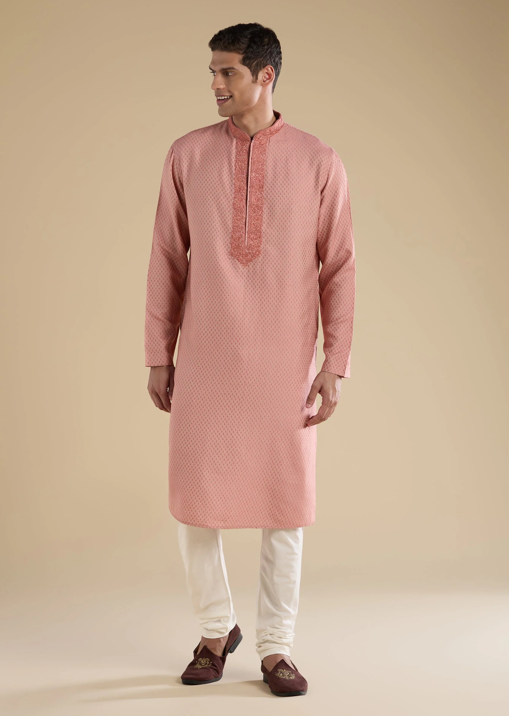 Pink Minimal Silk Kurta Set