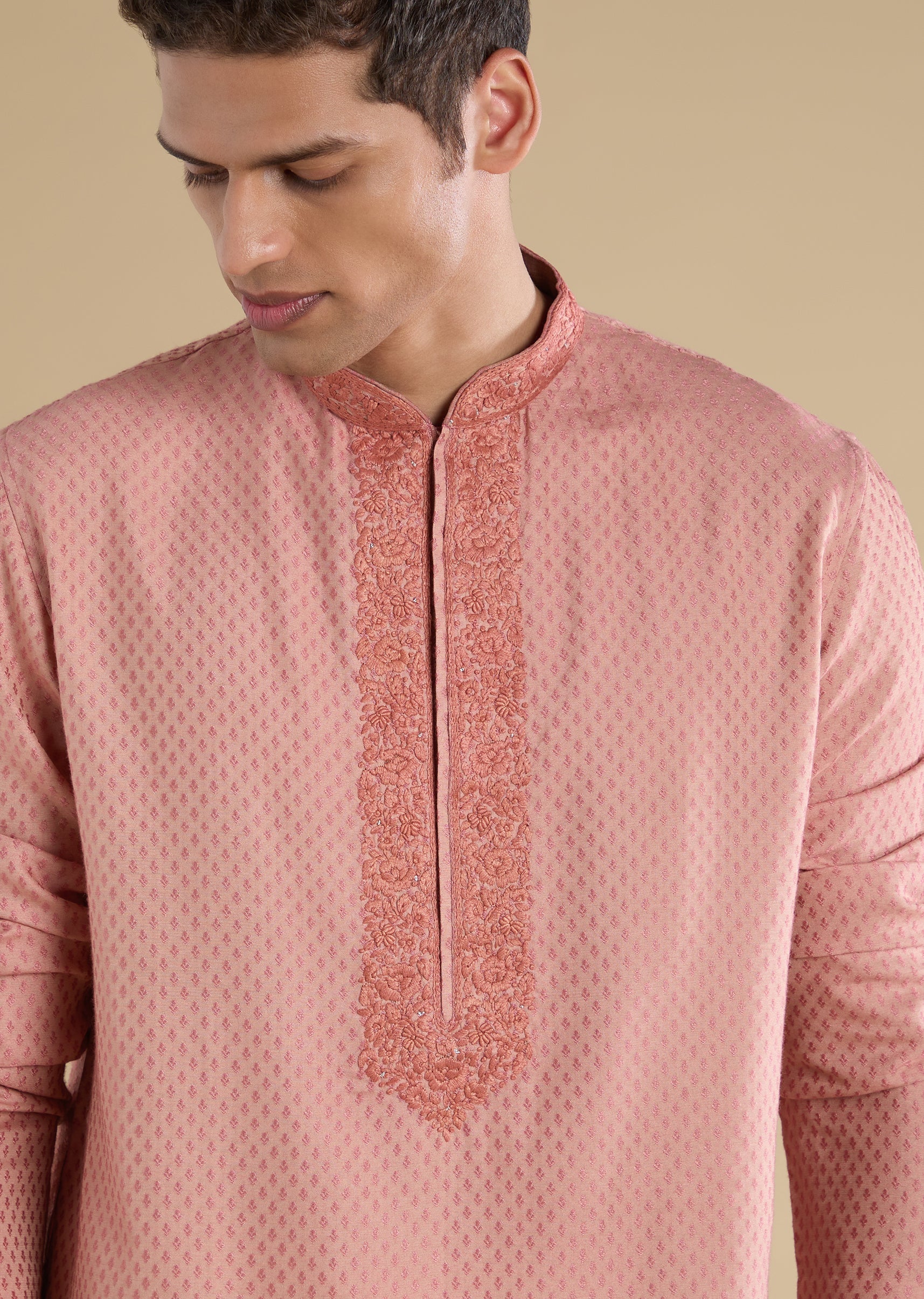 Pink Minimal Silk Kurta Set - Image 2