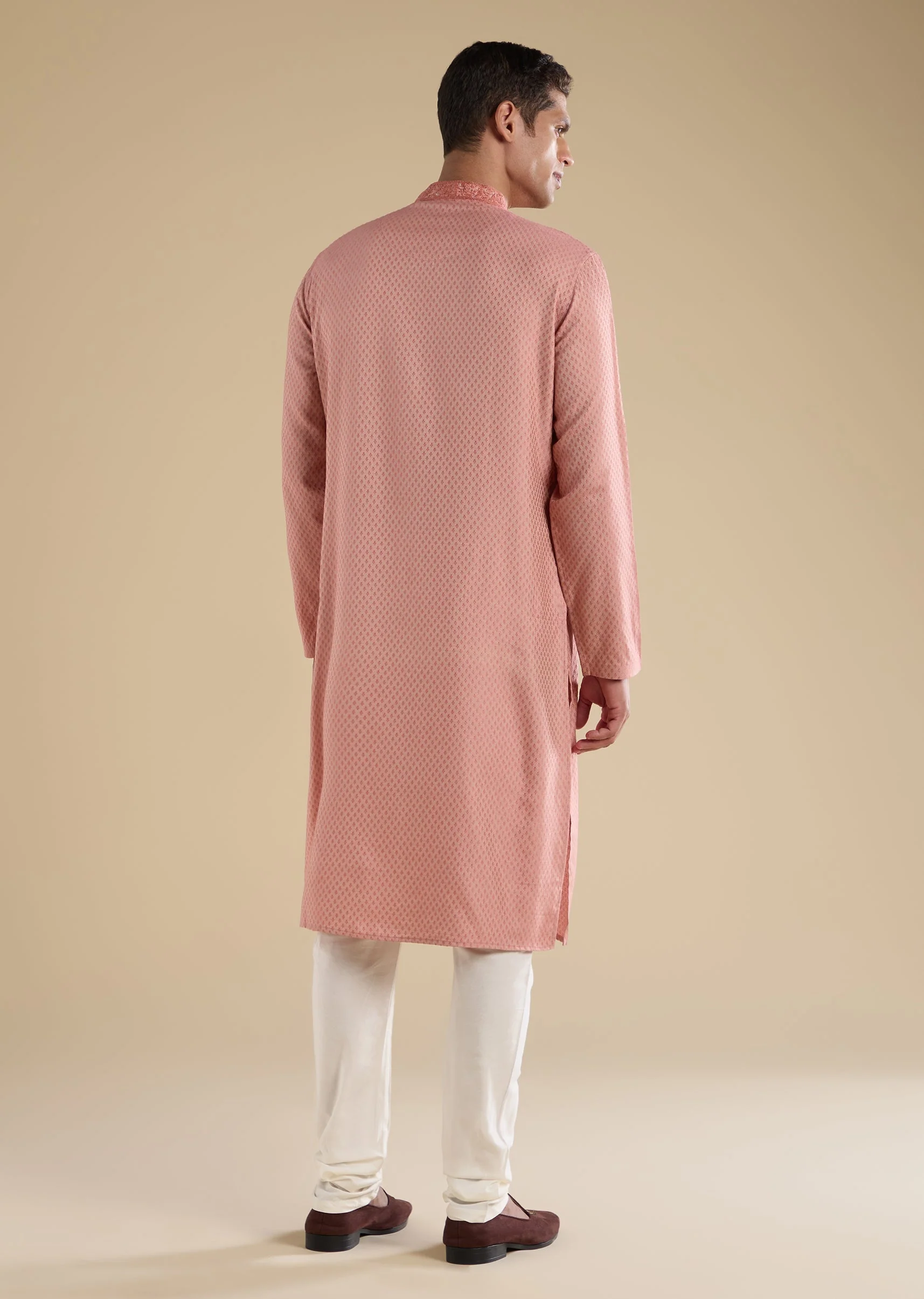 Pink Minimal Silk Kurta Set - Image 5