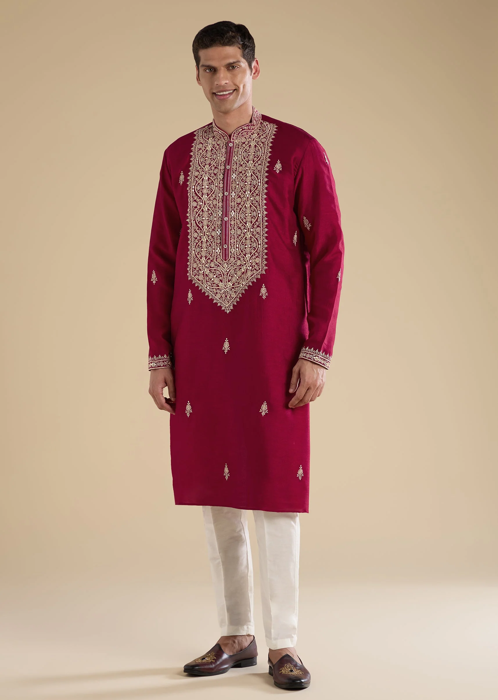 Pink Mirror Embellished Kurta Set - Image 2