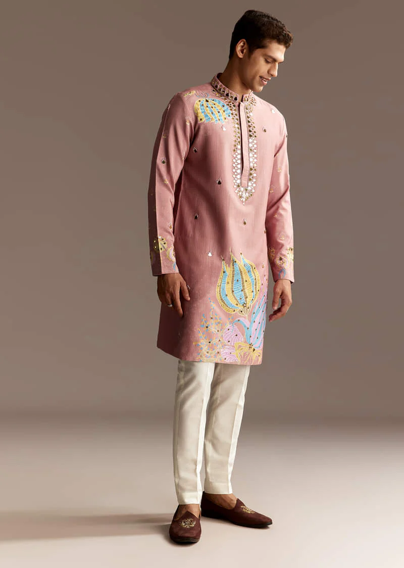 Pink Mirror Kurta Set - Image 3