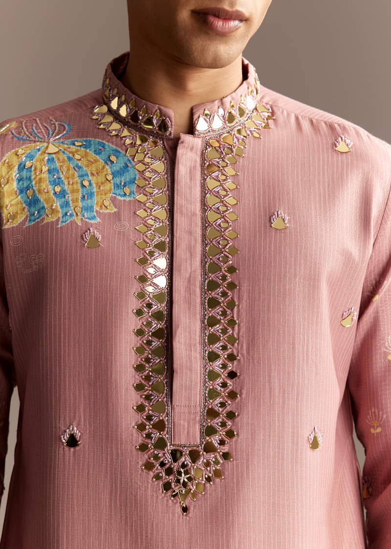 Pink Mirror Kurta Set - Image 4