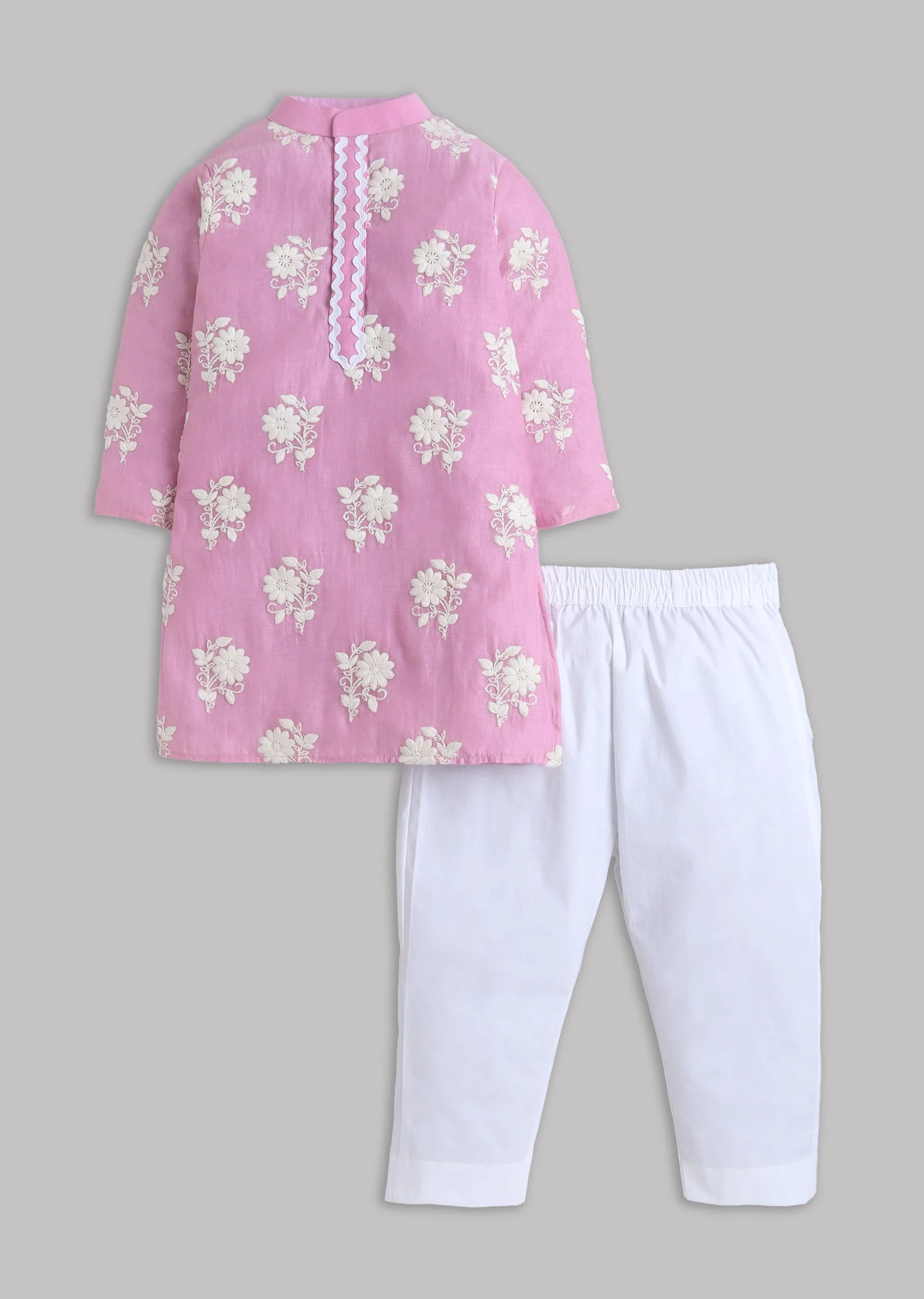 Pink Mul Chanderi Embroidered Kurta Set