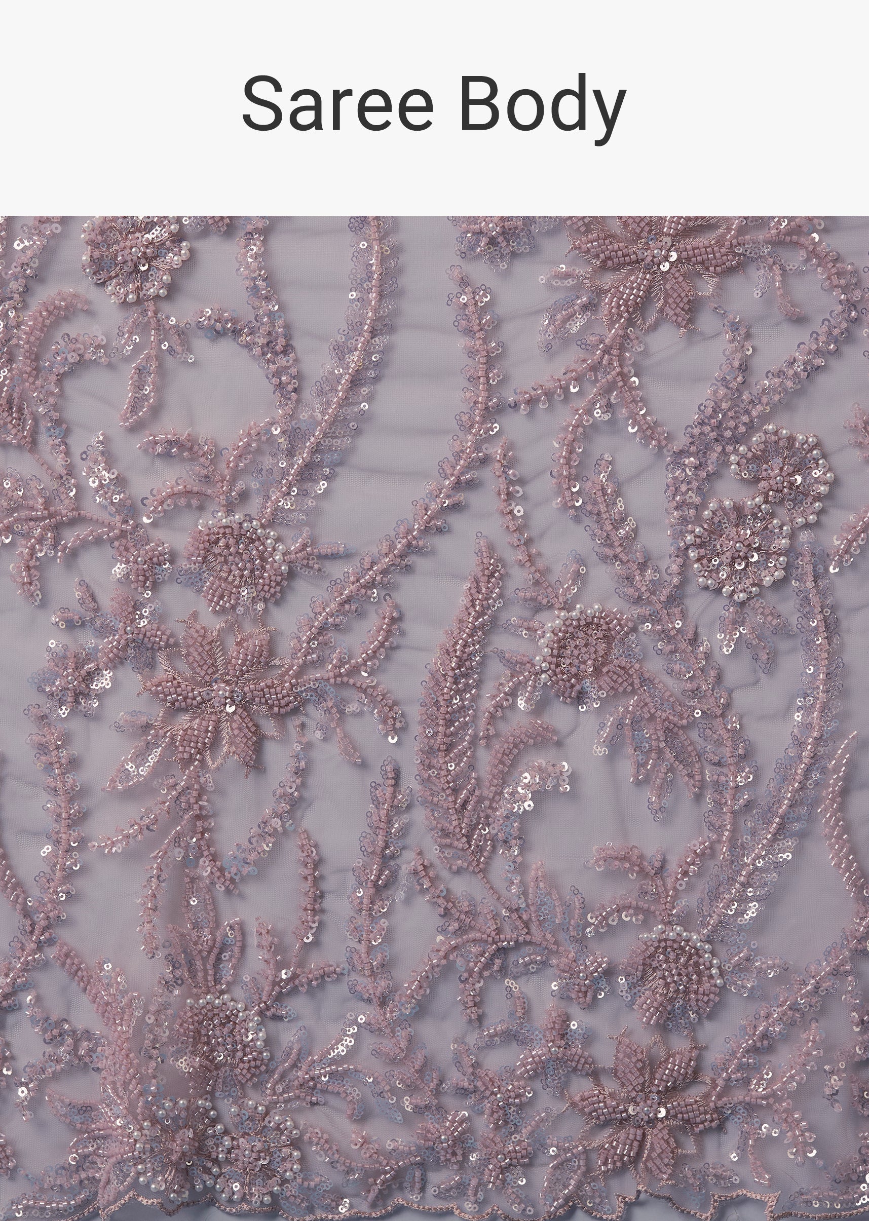 Pink Net Floral Jaal Work Saree with Unstitched Blouse - Image 10