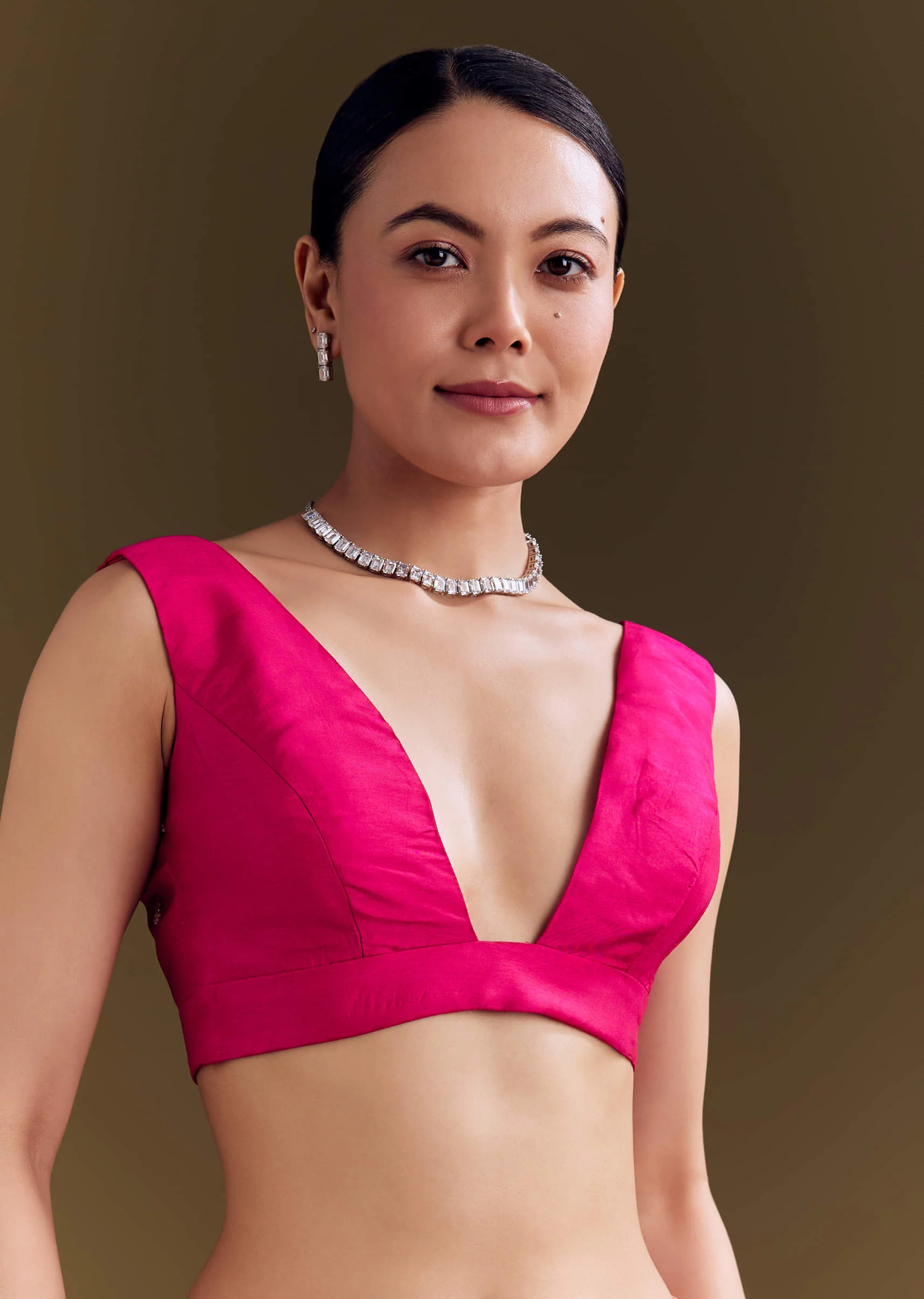 Pink Organza Floral Saree With Embellished Border - Image 7