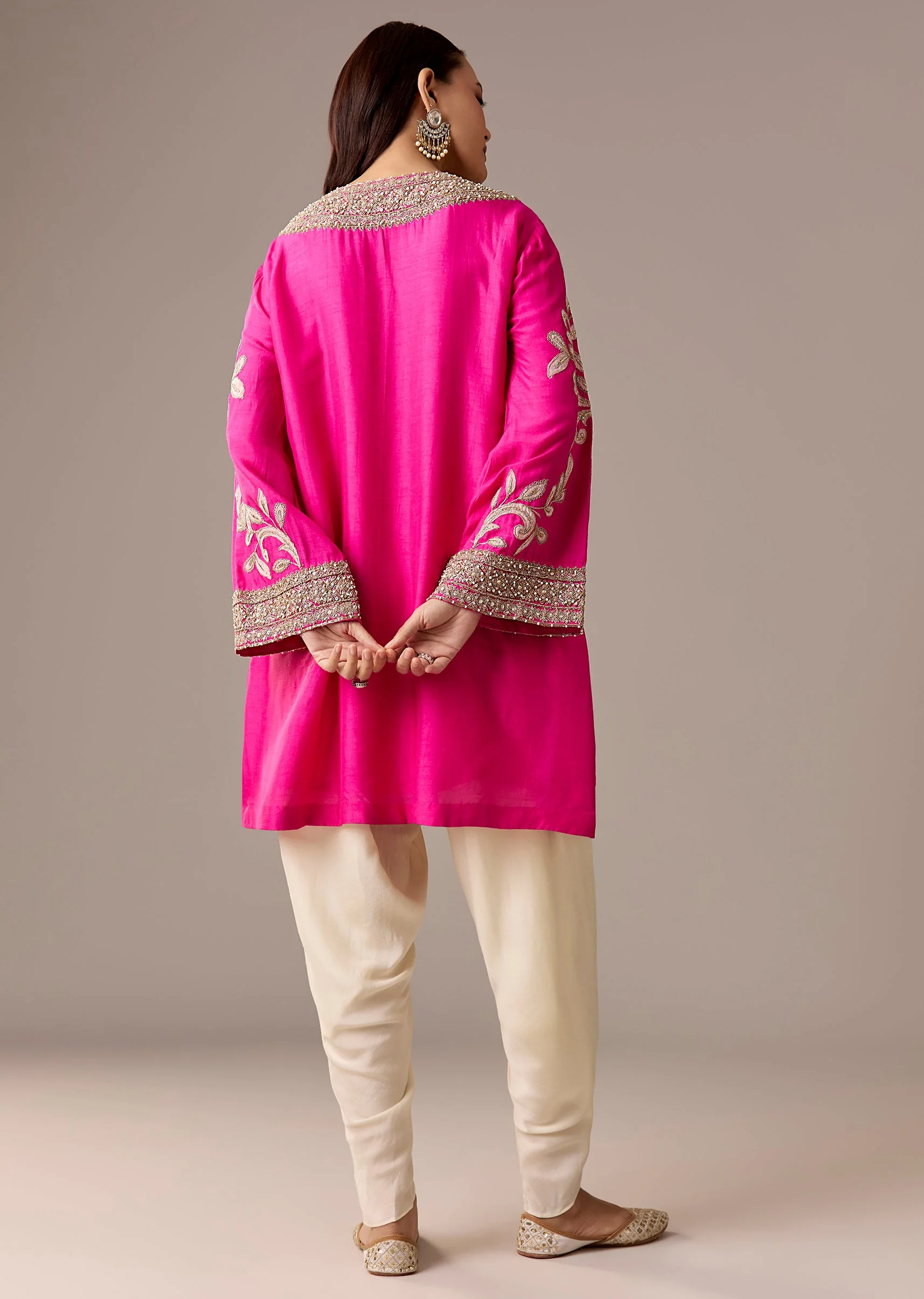 Pink Patchwork Dhoti Suit Set - Image 5