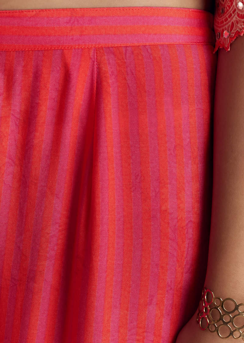 Pink Printed Co-ord Set With Mirror Work - Image 6