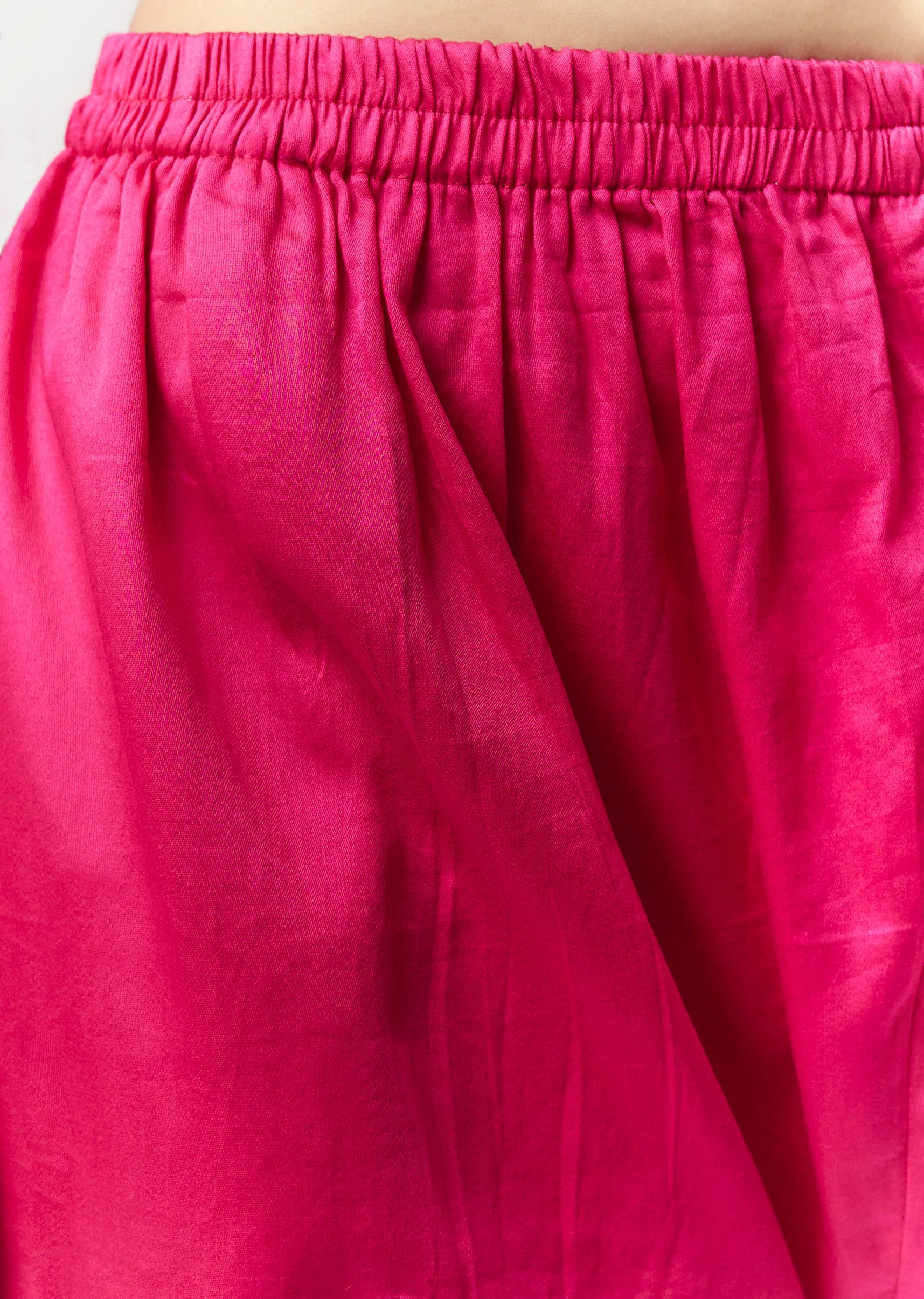 Pink Printed Kurta Pant Set With Embroidered Yoke And Dupatta - Image 6