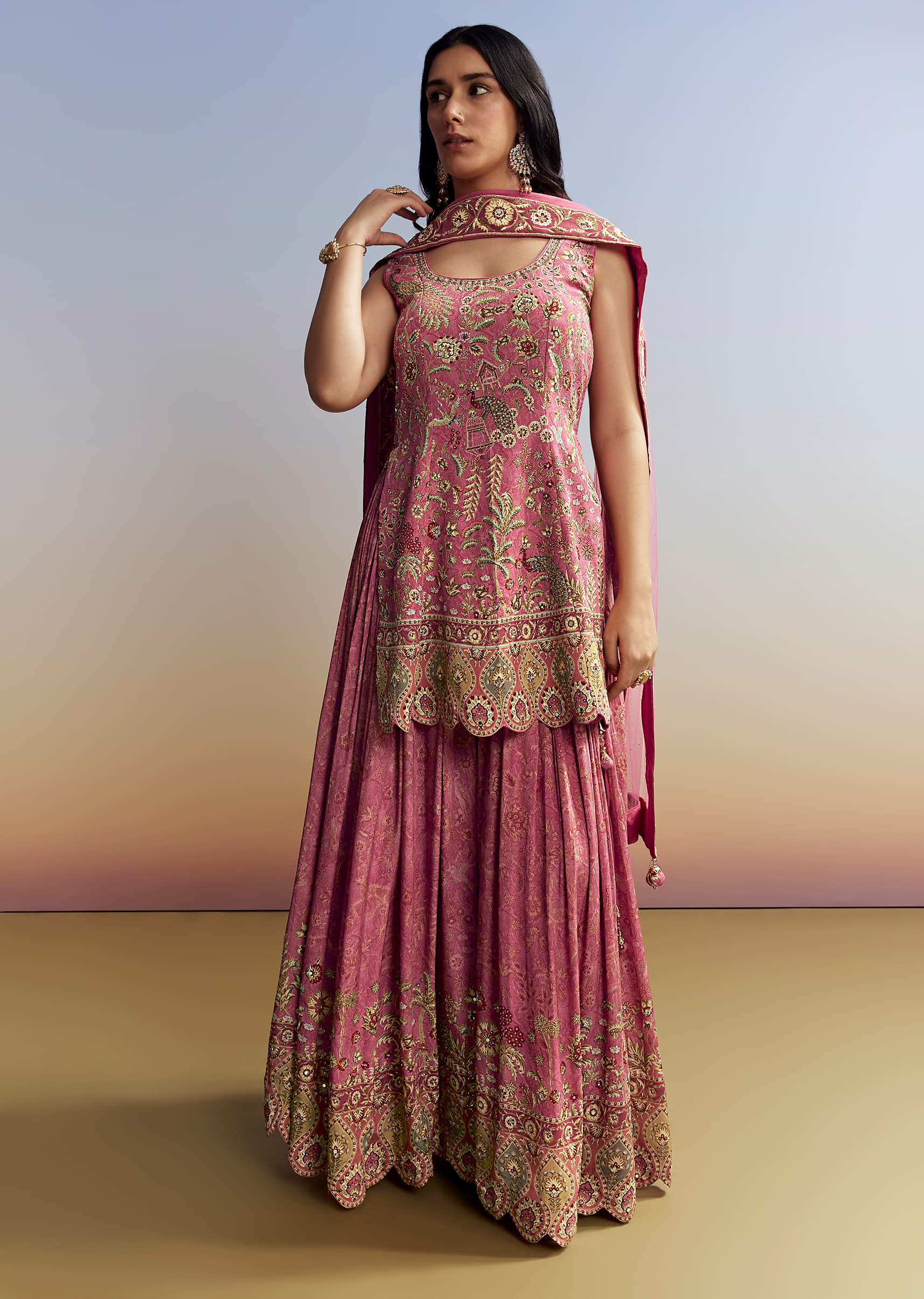 Pink Printed Palazzo Set - Image 3