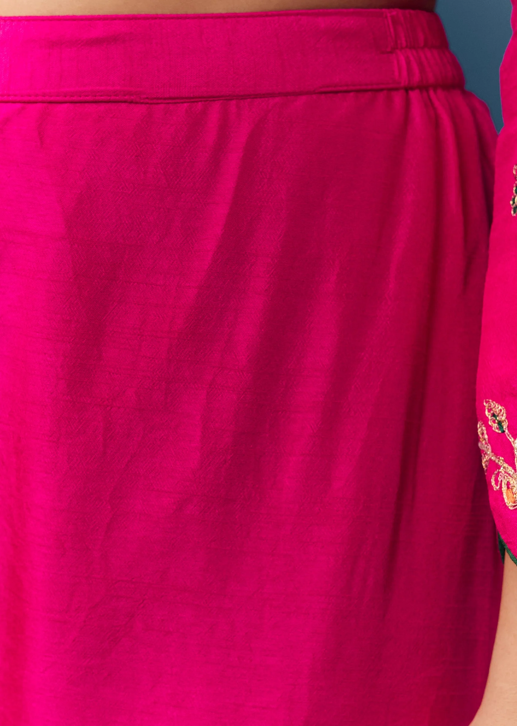 Pink Raw Silk Zari Embroidered Anarkali Set - Image 6