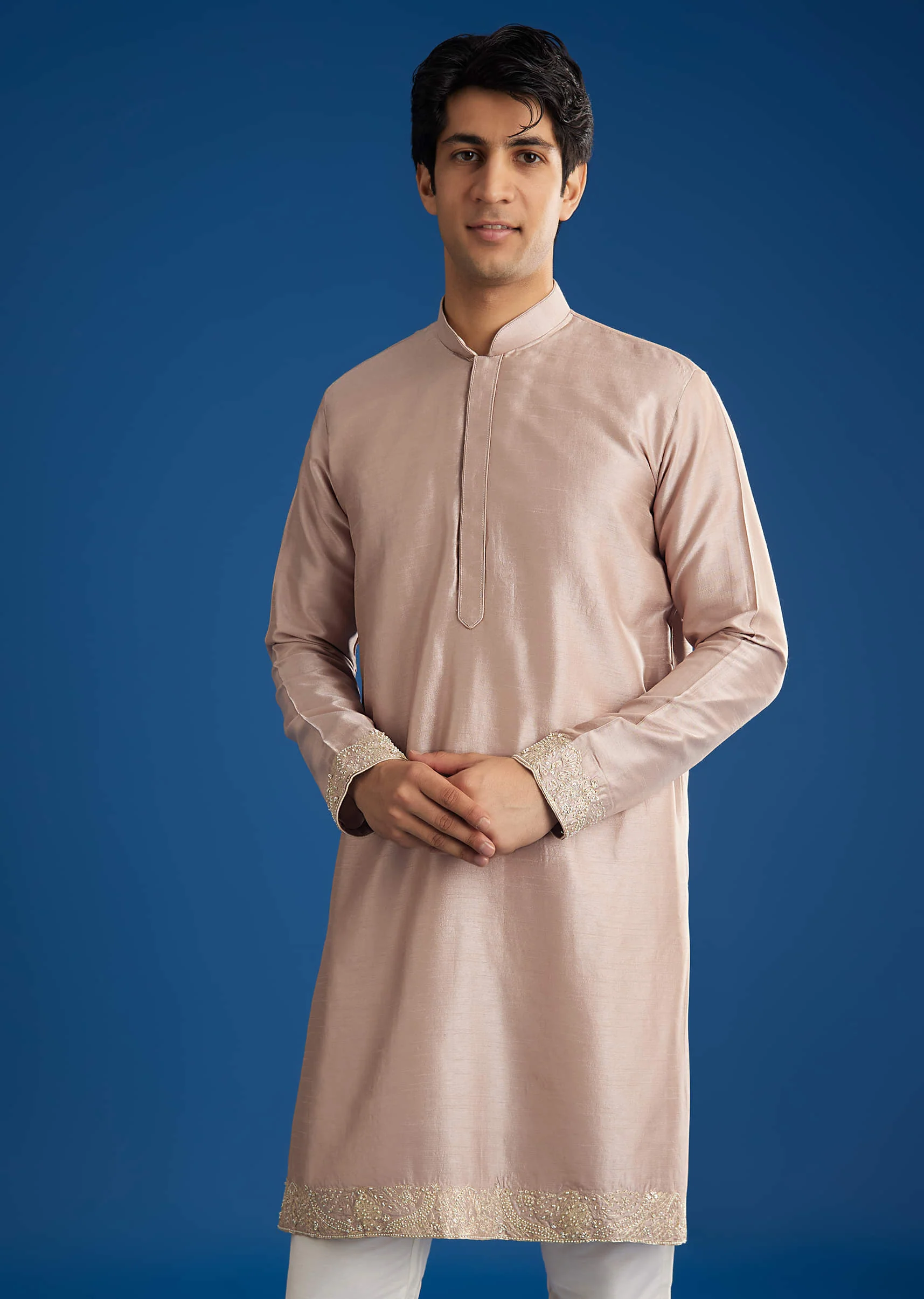 Pink Rawsilk Jacket Kurta Set With Zari Sequins And Cut Dana - Image 7
