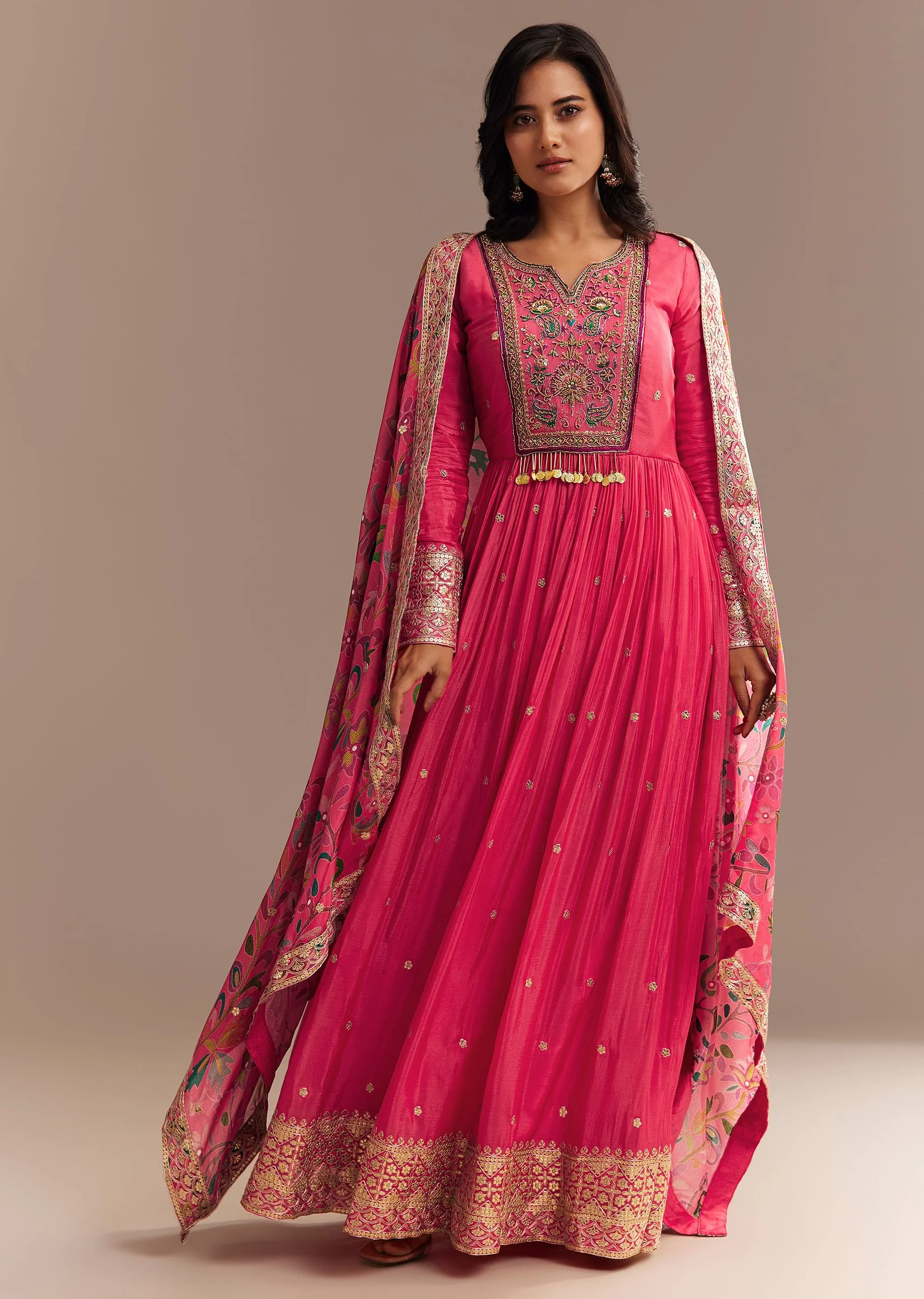 Pink Resham Embroidered Anarkali Set - Image 3
