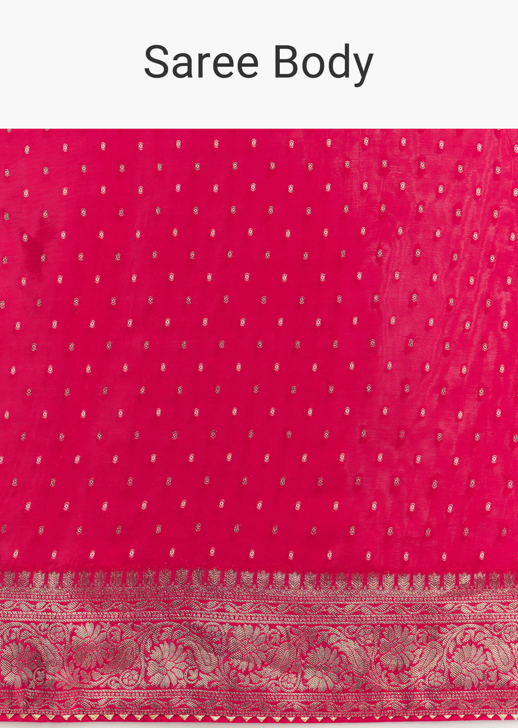 Pink Satin Saree With Zari Vine Design - Image 9
