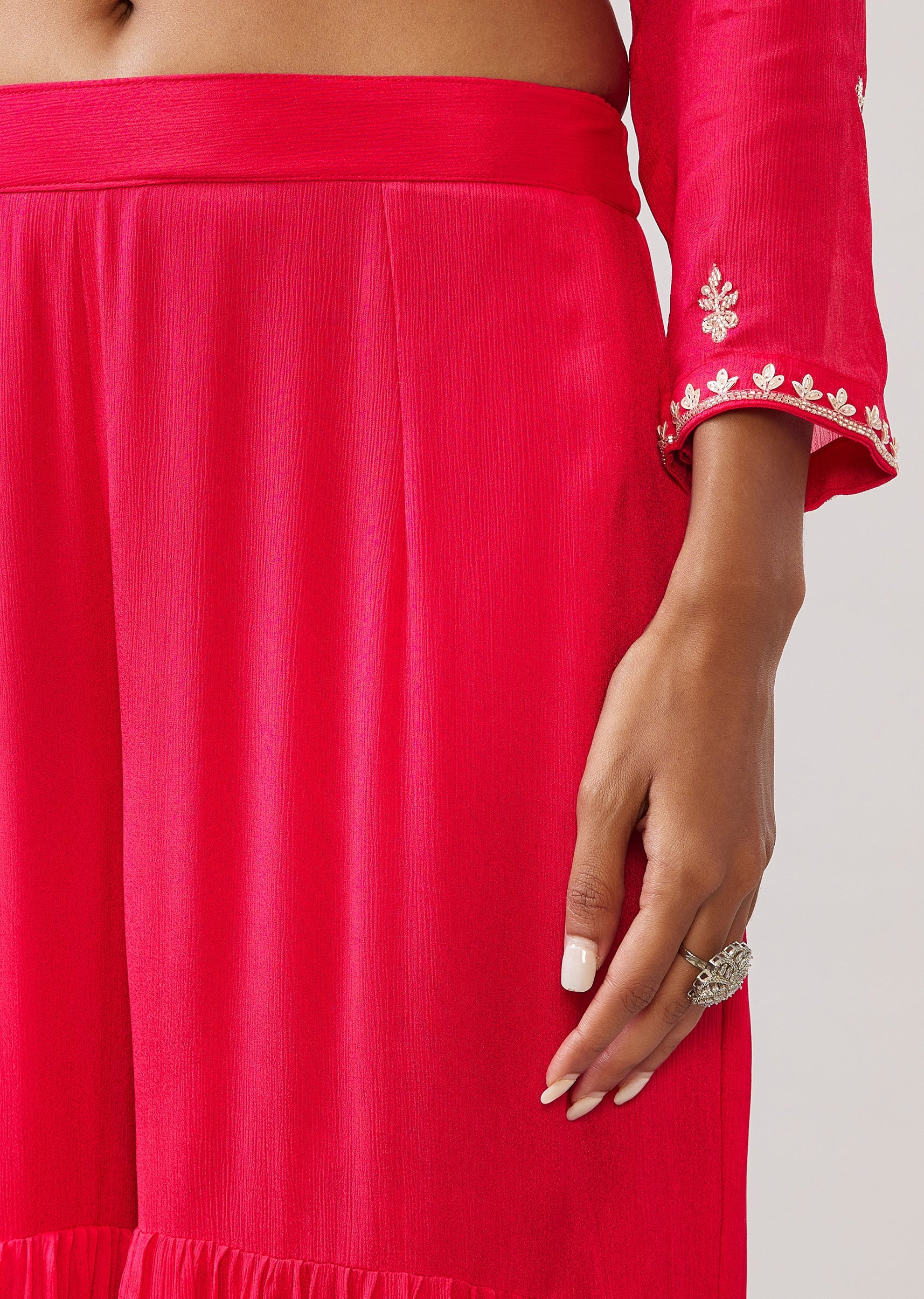 Pink Sequin Cut Dana Sharara Suit With Dupatta - Image 6