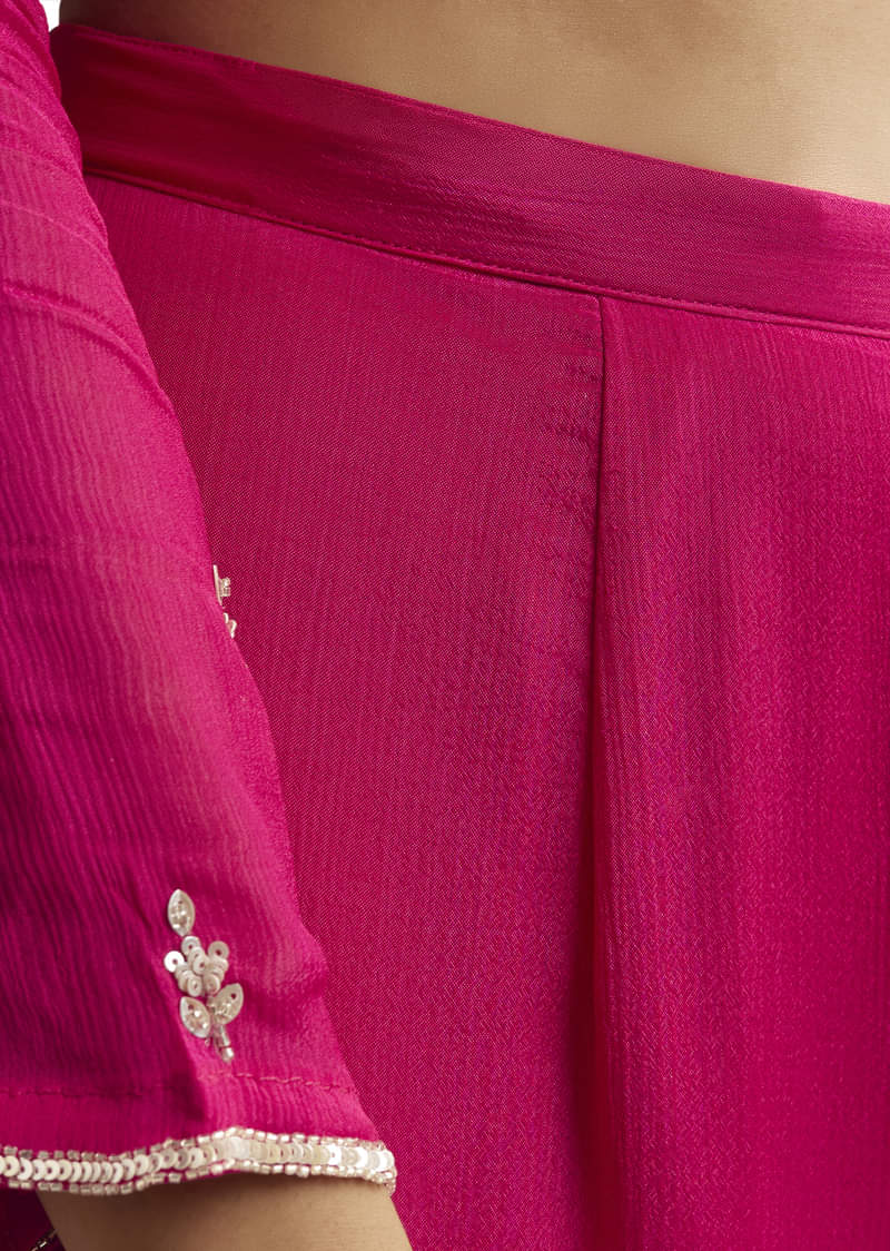 Pink Sequins Embroidered Sharara Set With Dupatta - Image 6