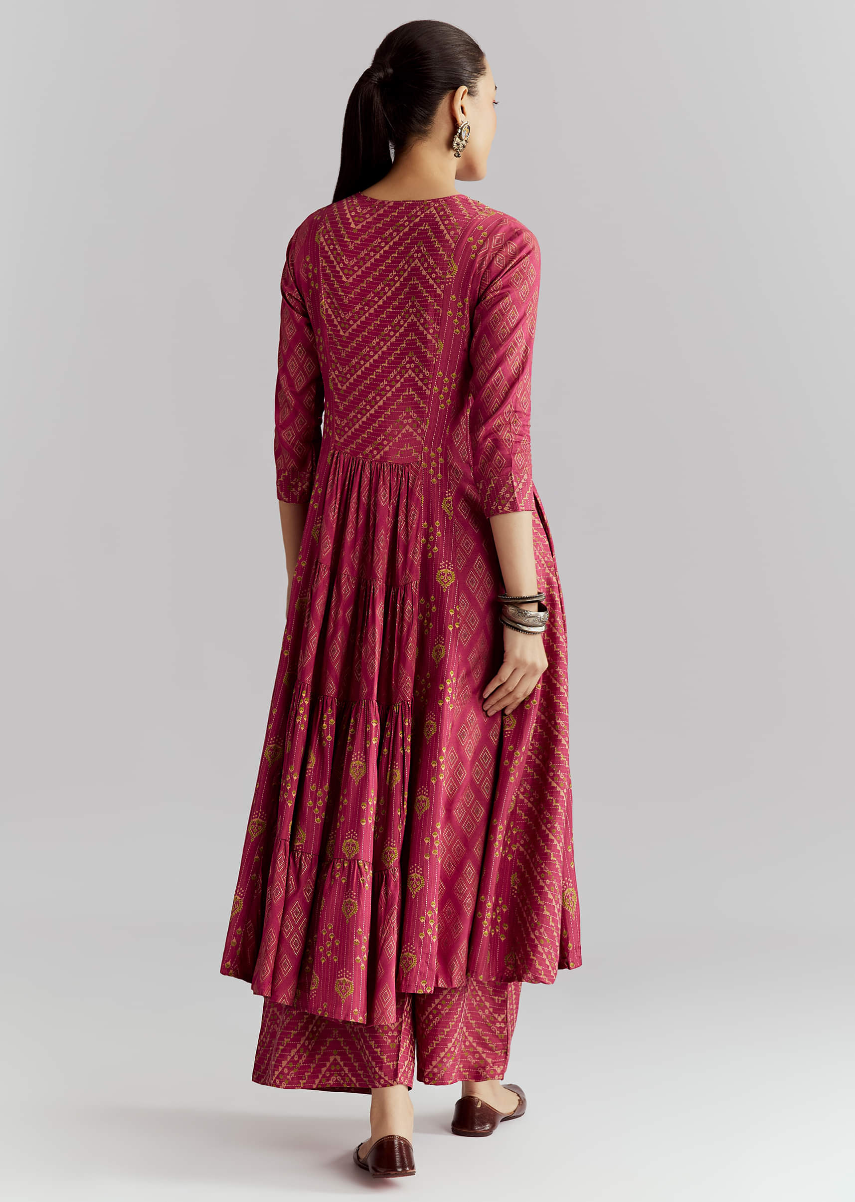 Pink Silk Anarkali Suit With Indie Print And Intricate Embroidery - Image 5