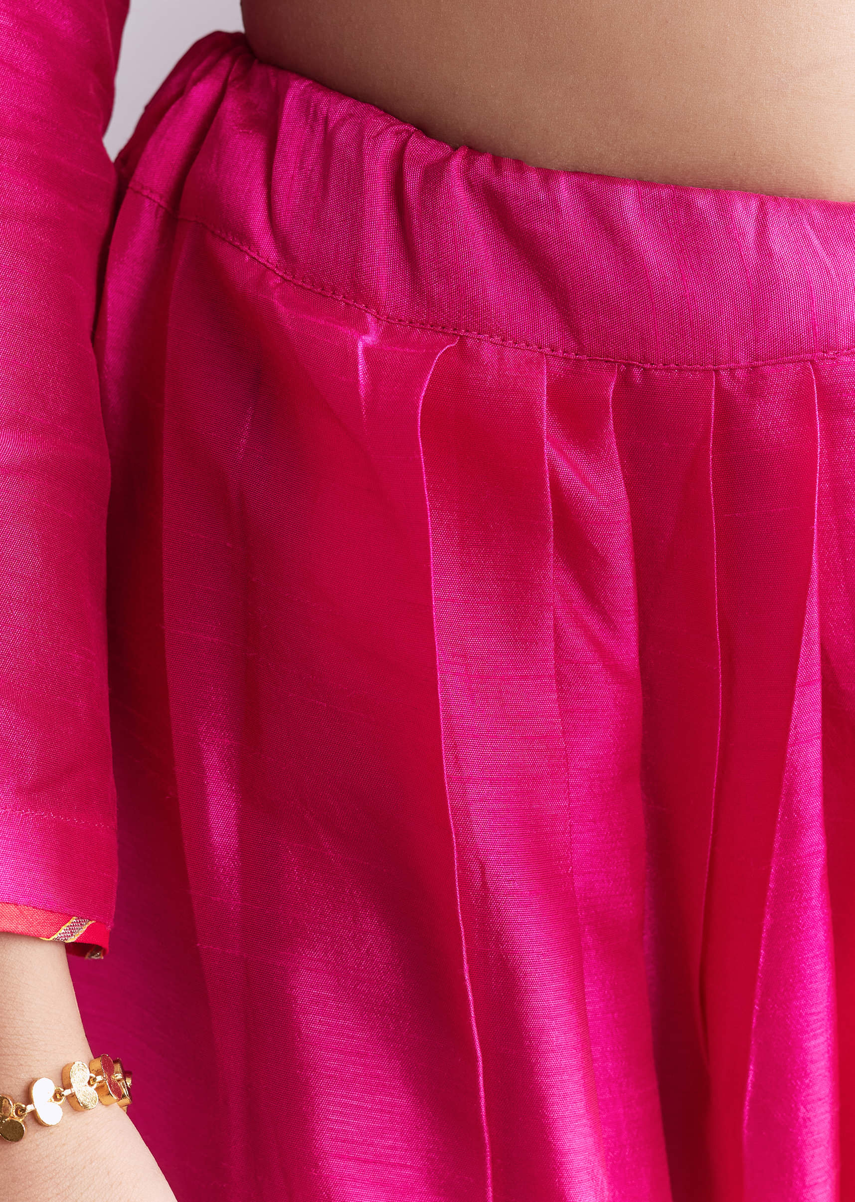Pink Silk Anarkali Suit With Pathani Patch Work - Image 6