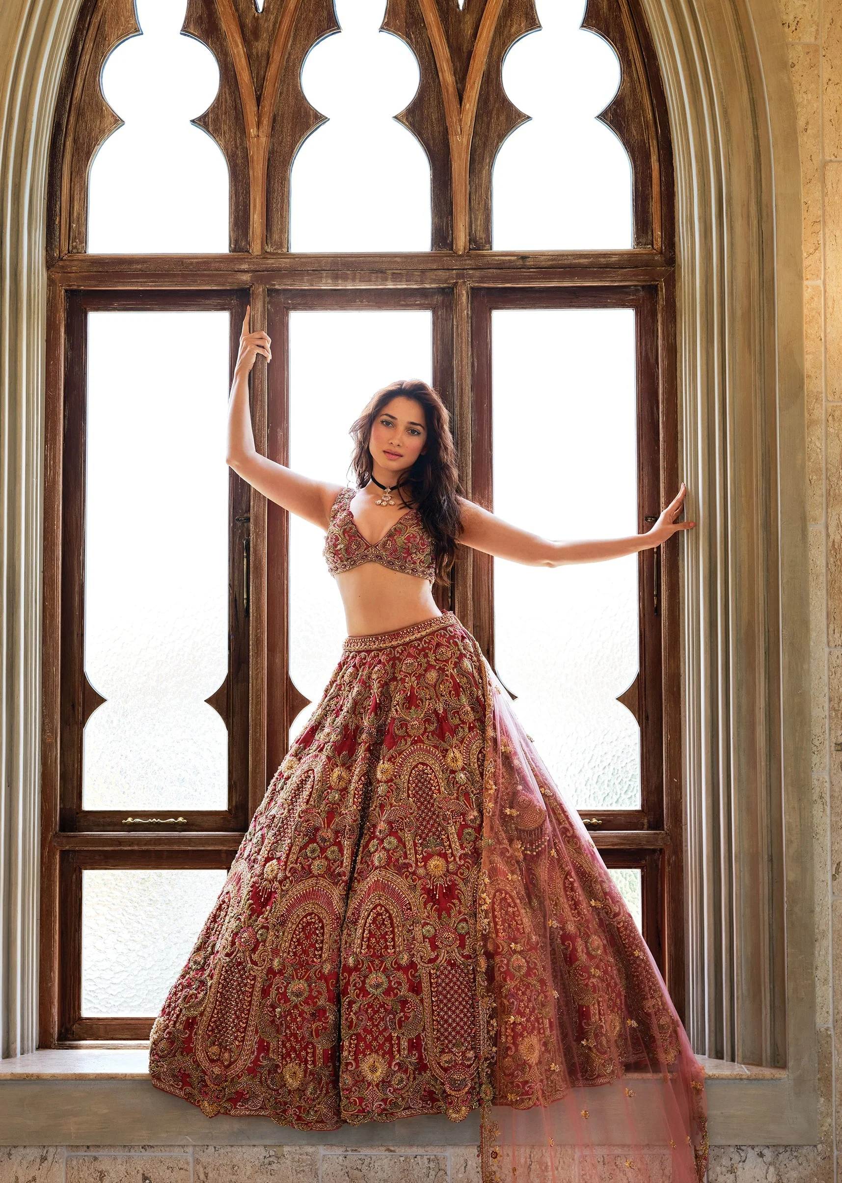Pink Silk Bridal Lehenga With Sequins Zardosi And Beads Embroidery - Image 4