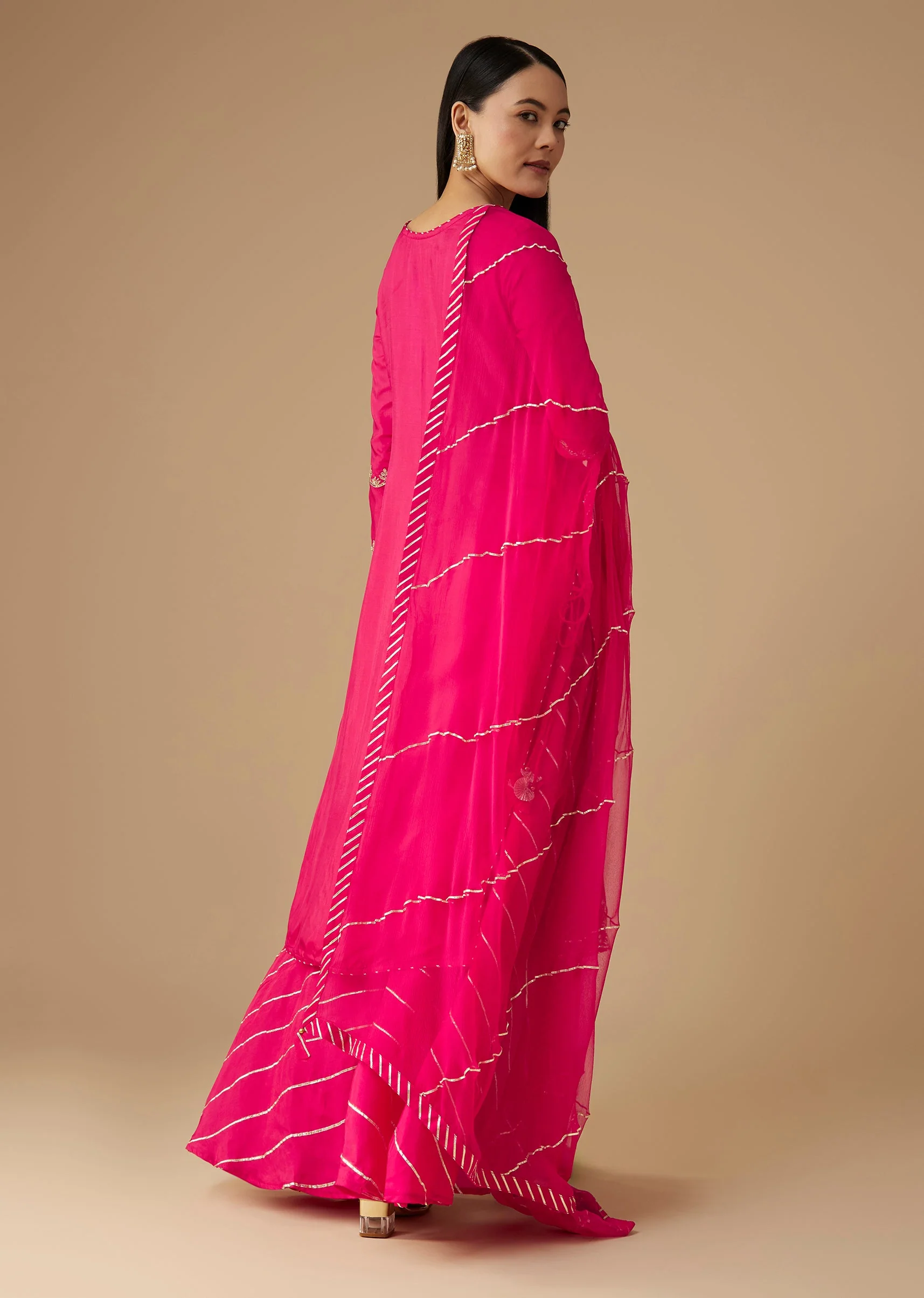 Pink Silk Embroidered Kurta And Palazzo Set - Image 5