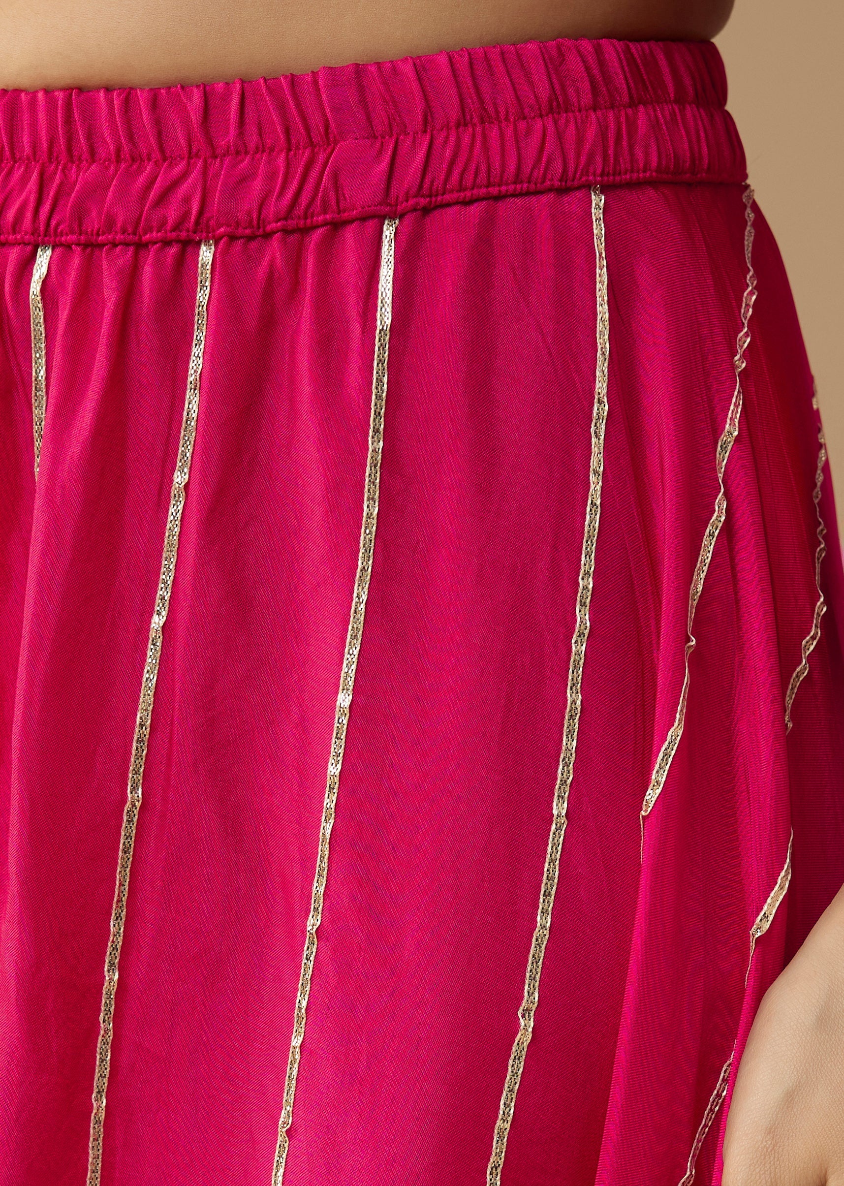 Pink Silk Embroidered Kurta And Palazzo Set - Image 6