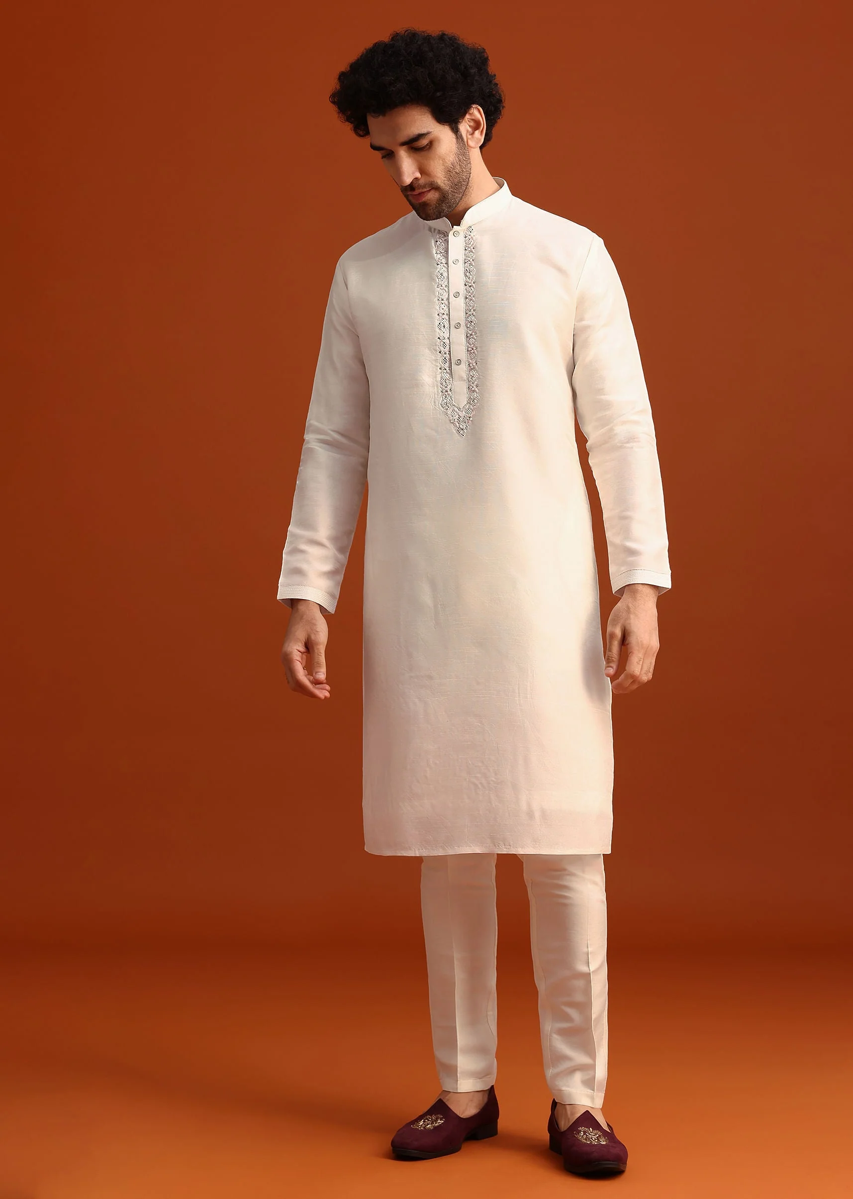 Pink Silk Embroidered Sherwani Set - Image 6