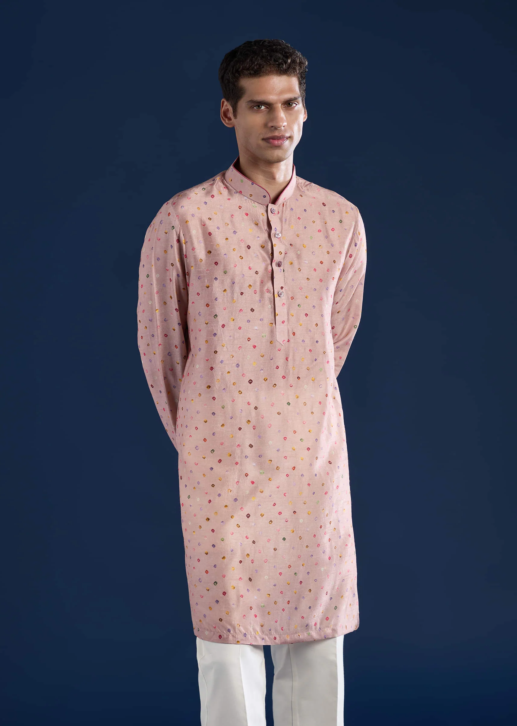 Pink Silk Jacket Kurta Set with Zari Embroidery - Image 6