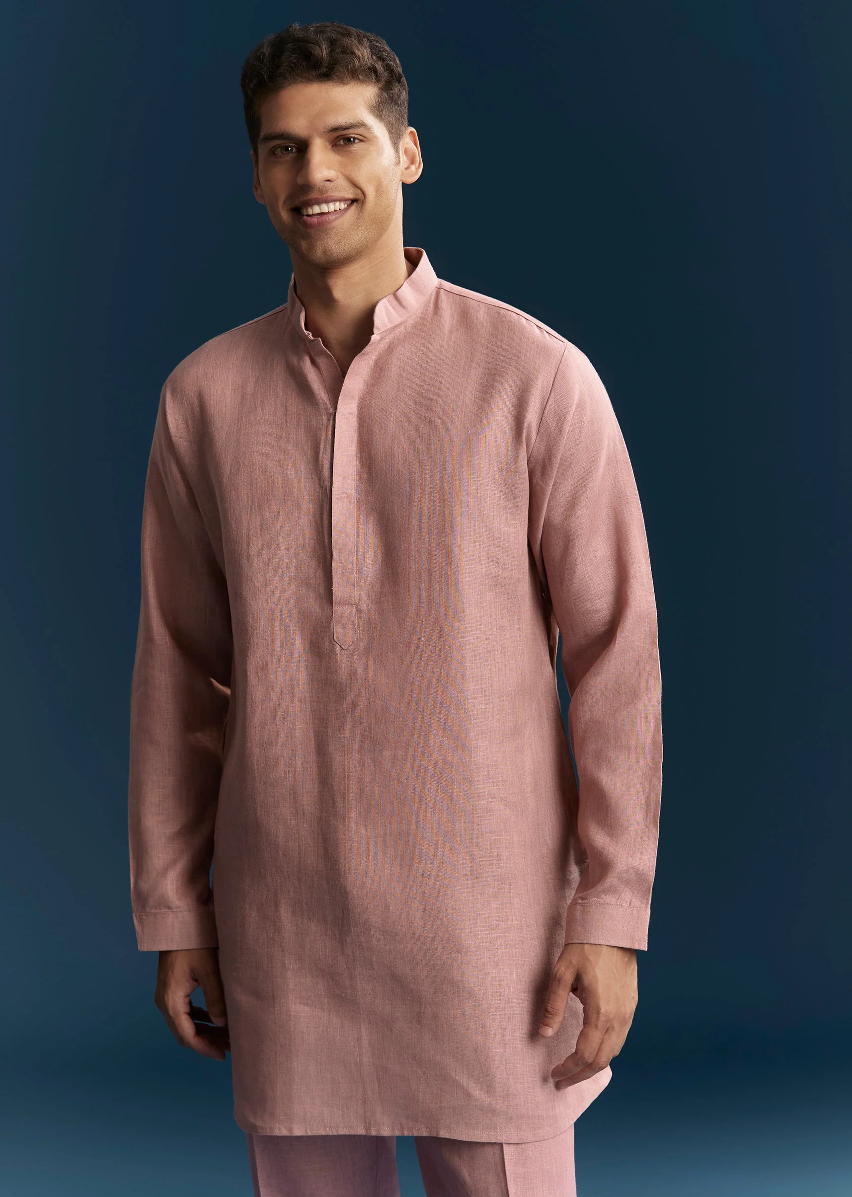 Pink Silk Kurta Jacket Set With Minimal Thread Detail Work - Image 6