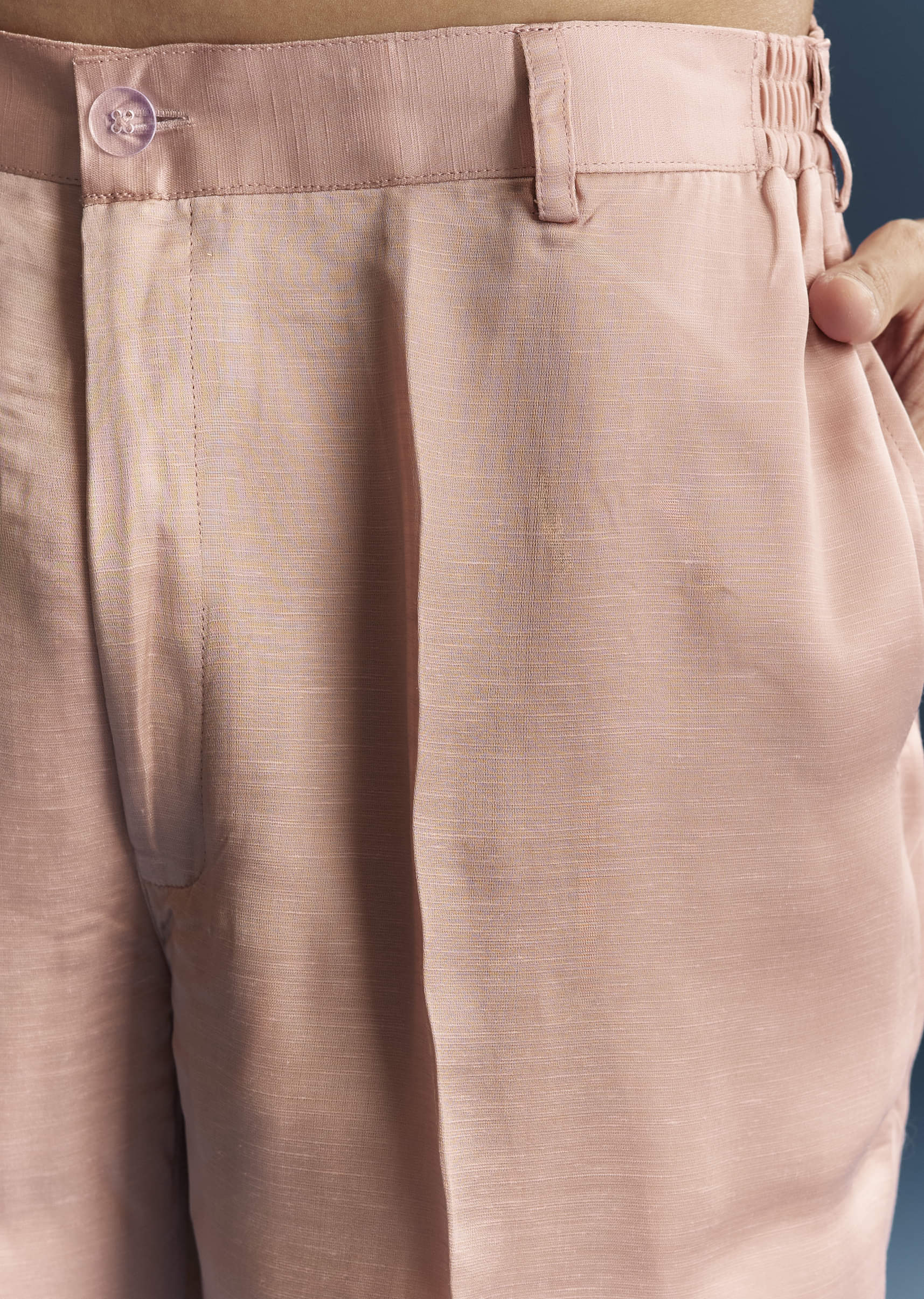 Pink Silk Kurta Set For Men With Tonal Embroidery - Image 6