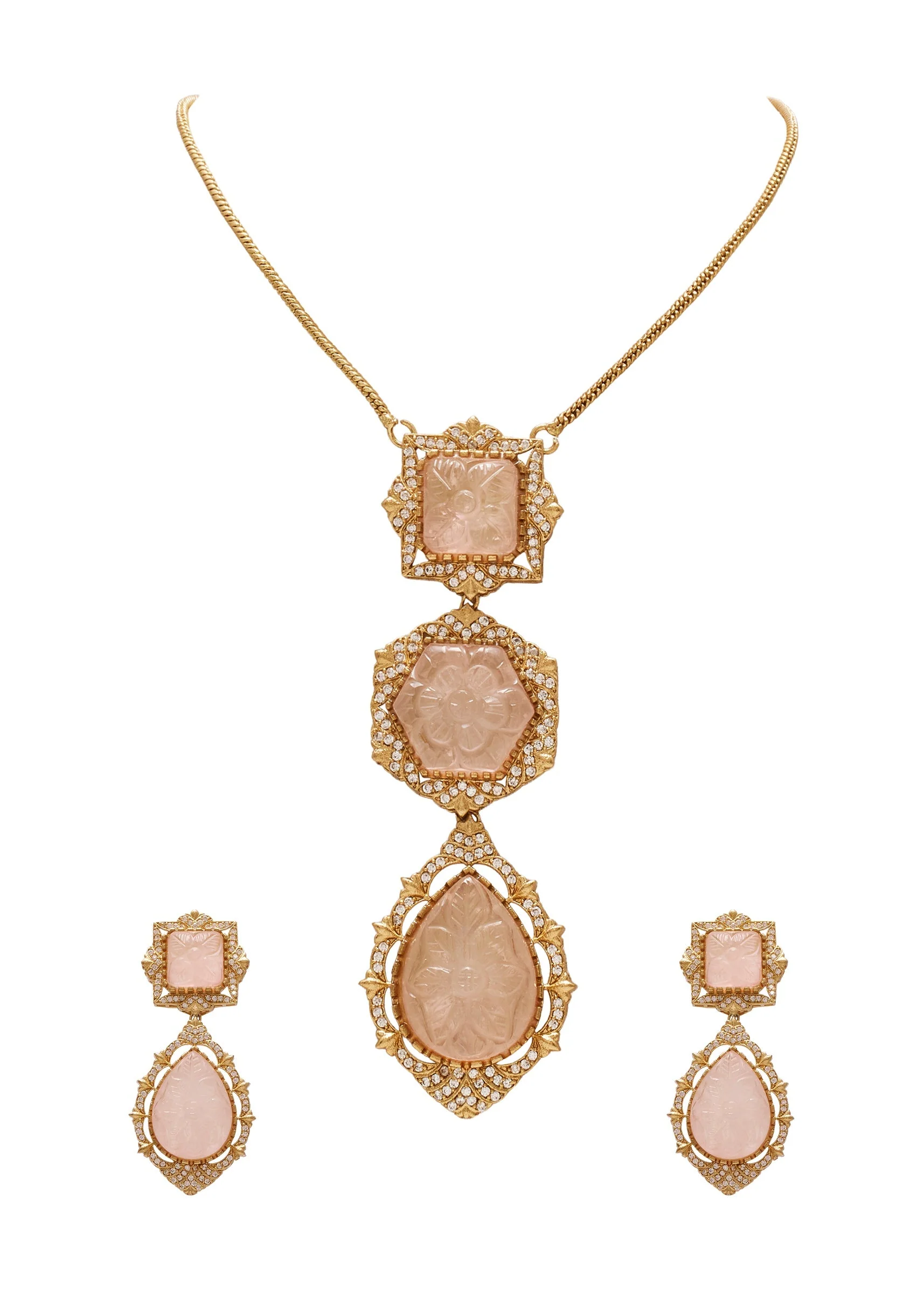 Pink Statement Necklace Set