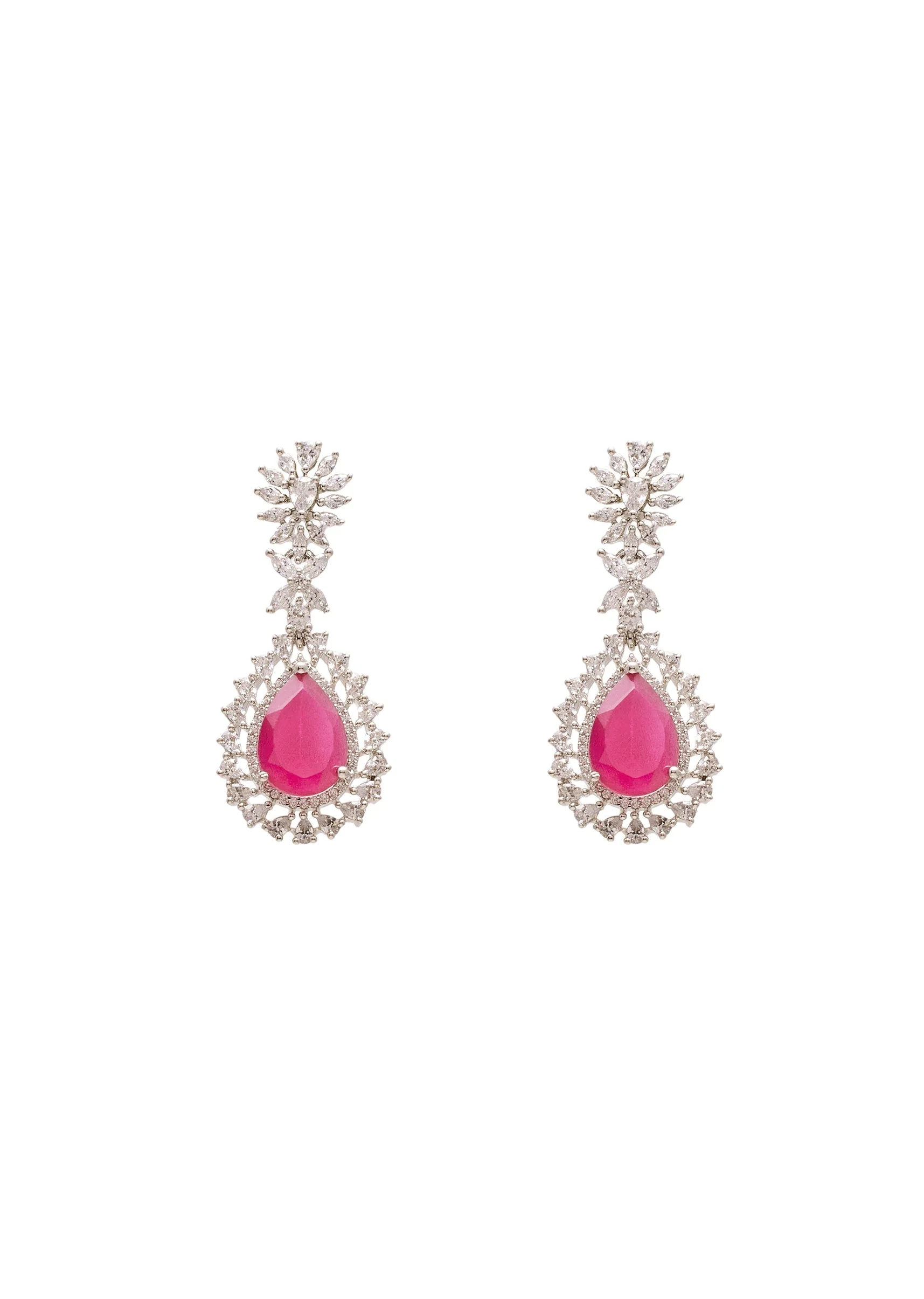 Pink Teardrop CZ Necklace Set - Image 3