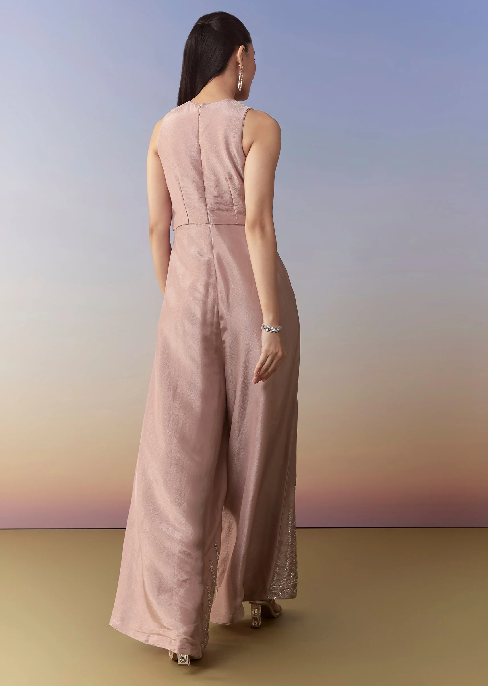 Pink Tissue Embroidered Jumpsuit - Image 5