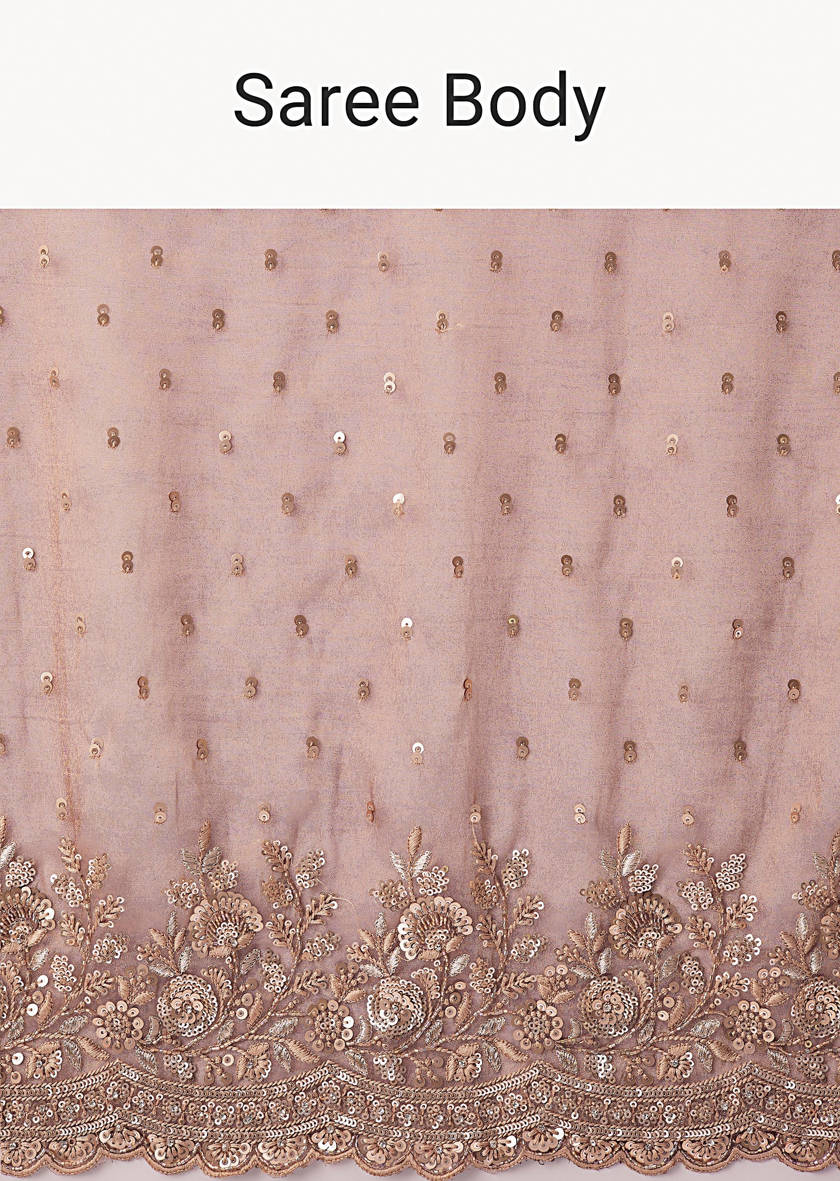 Pink Tissue Saree With Heavy Sequin And Cutdana Embroidered Border - Image 9