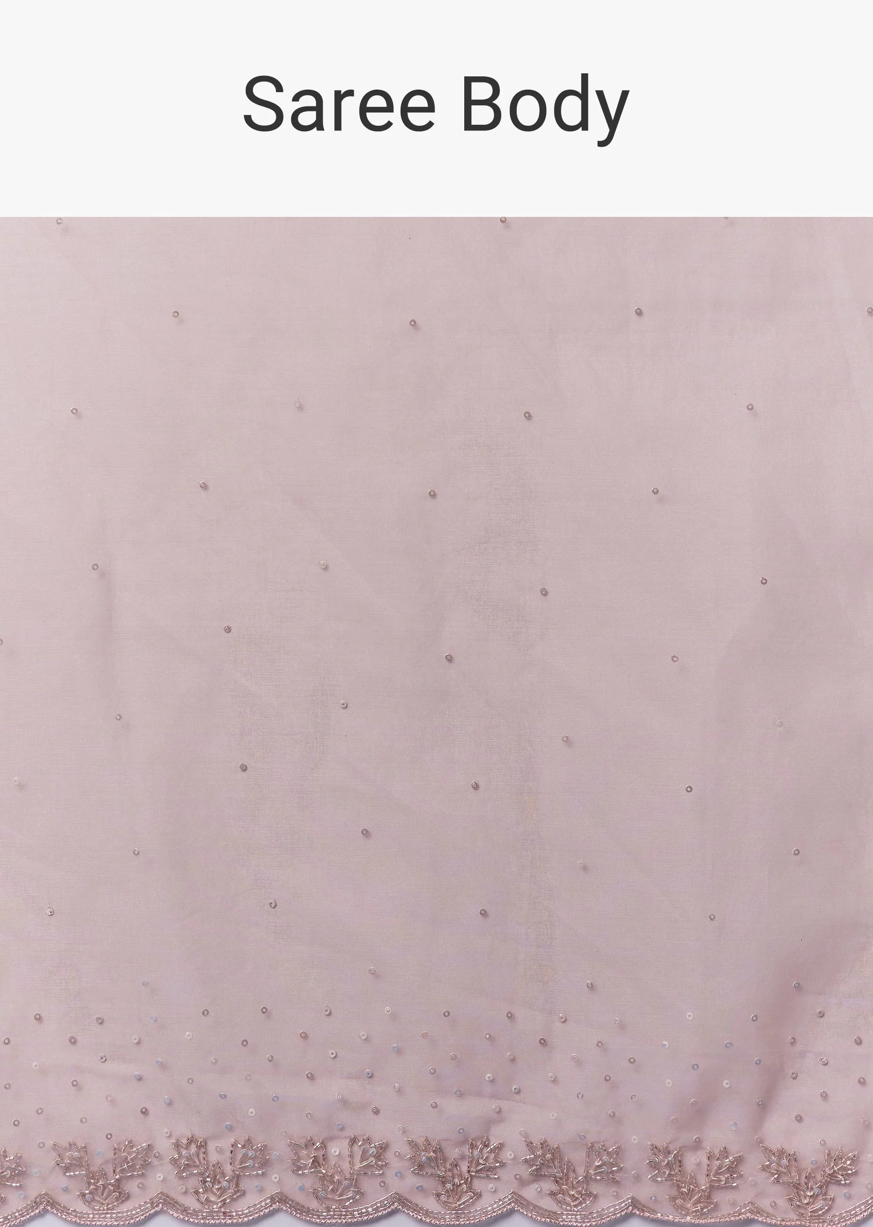 Pink Tissue Saree With Scallop Border And Cutdana Sequin Embroidery - Image 9