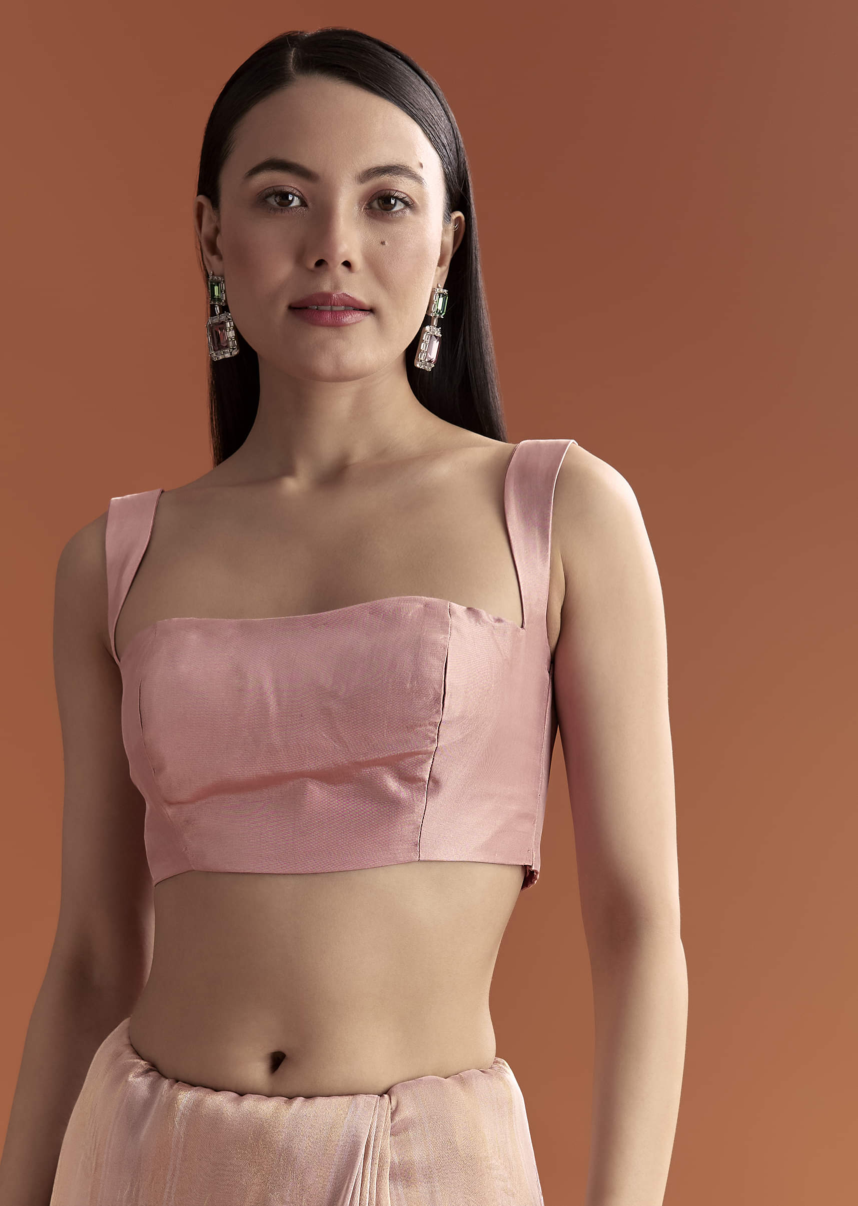 Pink Tissue Saree With Zardosi And Stone Embroidery - Image 10