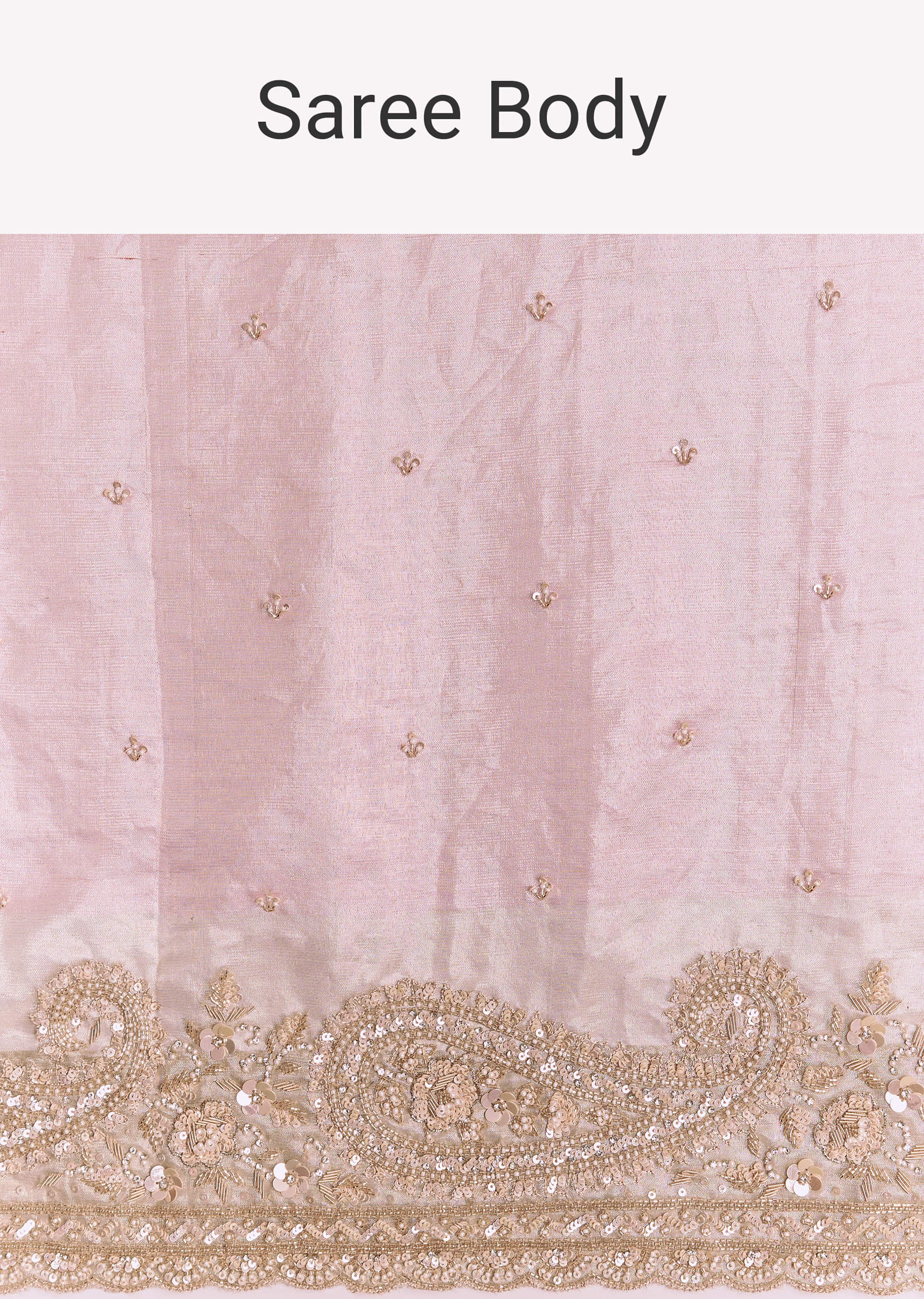 Pink Tissue Saree With Zardosi Moti And Cutdana Blouse - Image 9